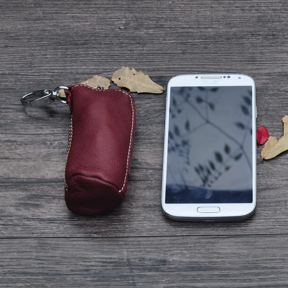 SEADEAR Leather Car Key Holder with Zipper Closure - Premium Smart Key Chain Case for Car Keys (Perfect for Key Organization & Protection)