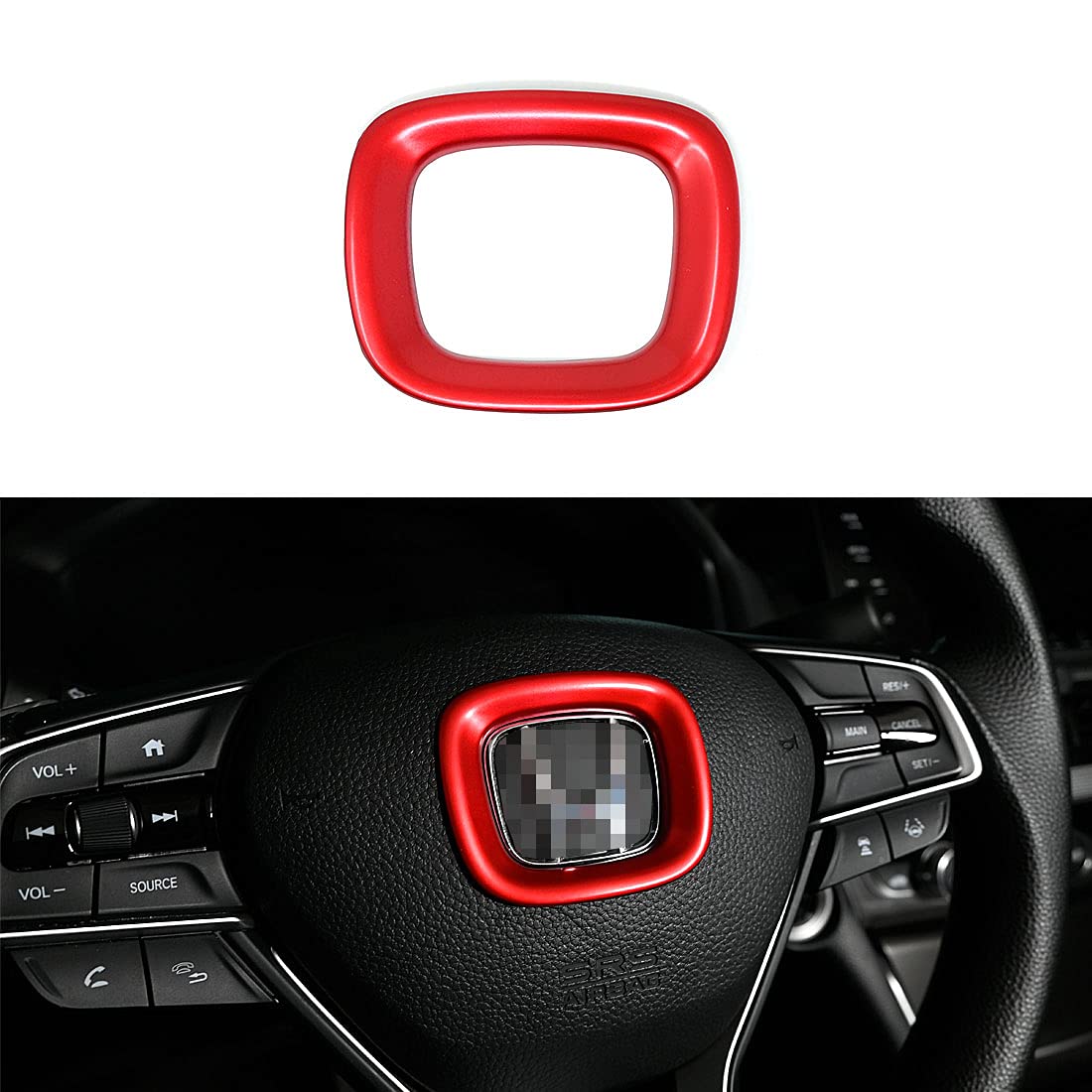 GZXinWei Red Interior Steering Wheel Emblem Trim for Honda Accord 2018-2021 - Premium Sticker Cover Frame Accessories | Upgrade Your Car Interior Style for Daily Driving & Road Trips