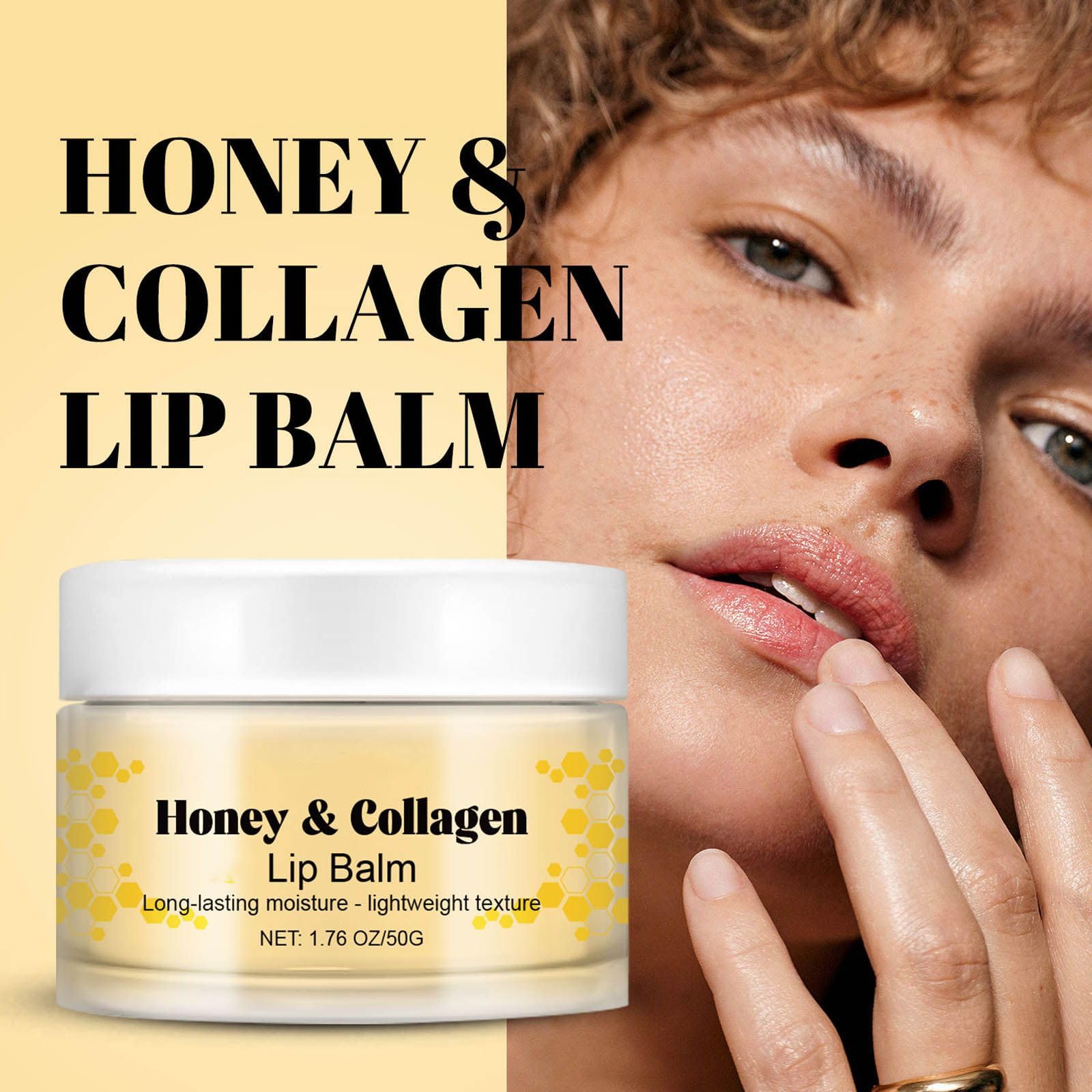 **Hydrating Honey Lip Balm with Collagen – Moisturizing Lip Mask for Dry & Cracked Lips, Overnight Lip Treatment to Reduce Lip Lines & Prevent Chapping – Perfect for Nighttime Care & Daily Lip Care Routine**
