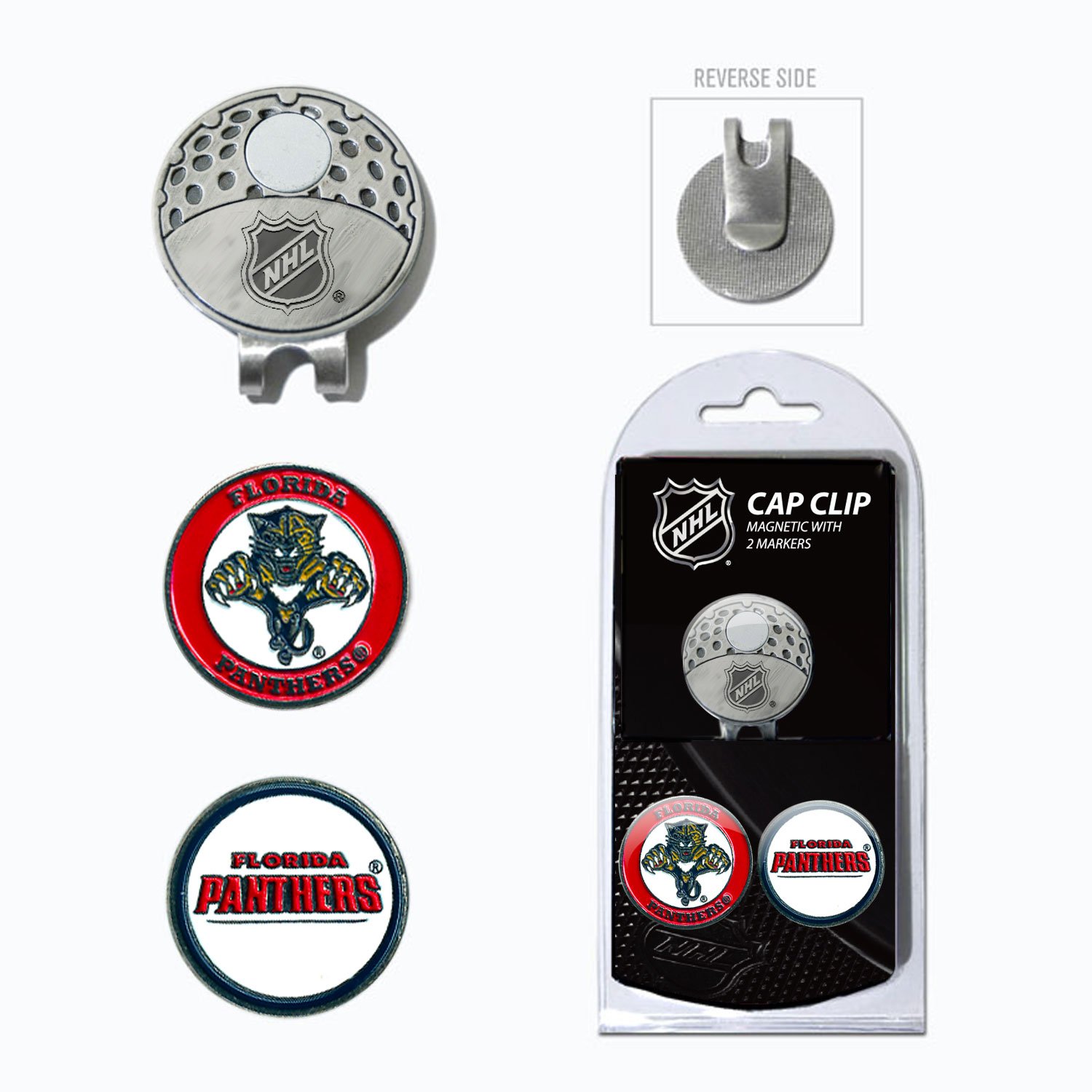 Team Golf NHL Golf Cap Clip with 2 Removable Double-Sided Enamel Magnetic Ball Markers - Attaches Easily to Hats for Golfers & Sports Fans - Perfect for Golf Courses, Games & Gifts