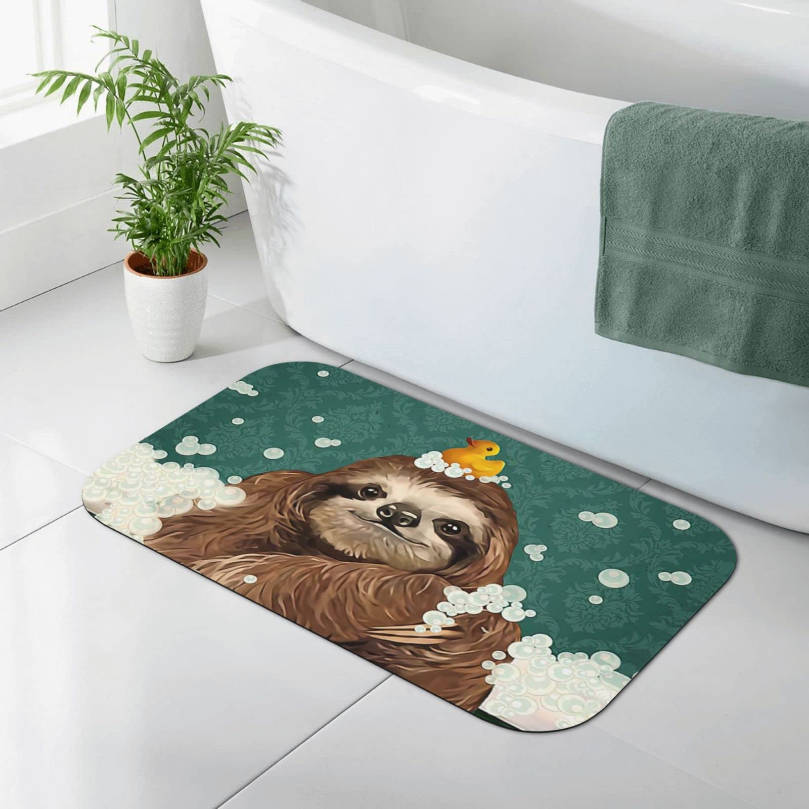 Premium Diatomaceous Earth Bath Mat - Non-Slip Quick Dry Shower Mat with Sloth Design, Soft Absorbent Diatomite Floor Mat for Bathroom, Shower & Kitchen - Perfect for Spa-Like Relaxation and Home Decor