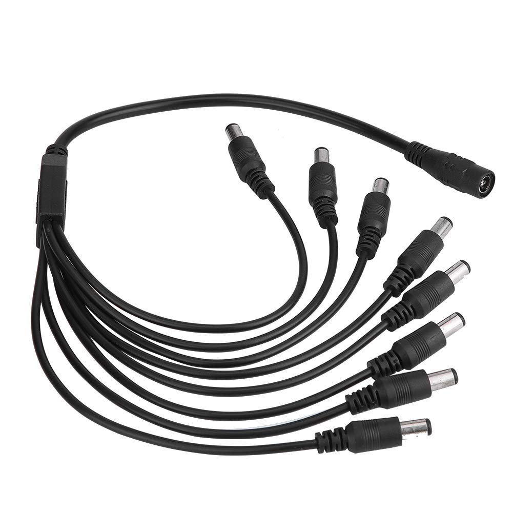 SYH&AQYE 8-Way Power Splitter Cable - 5.5mm x 2.1mm Male to Female DC Power Cord - 1 Female to 8 Male Y Adapter for CCTV Cameras, LED Strip Lights, Security Systems - Perfect for Home/Office Surveillance & DIY Lighting Projects