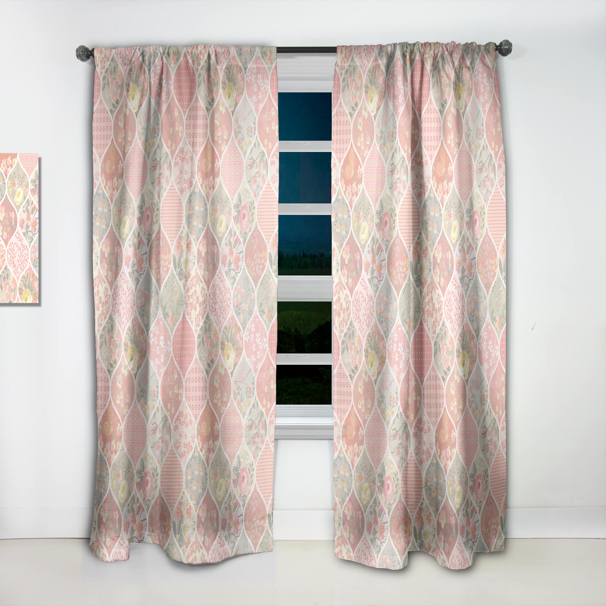 Patchwork Floral Curtains for Bedroom & Living Room - Thermal Insulated Single Panel (52x95 inches) - Elegant Home Decor for Cozy Spaces & Sunlight Control