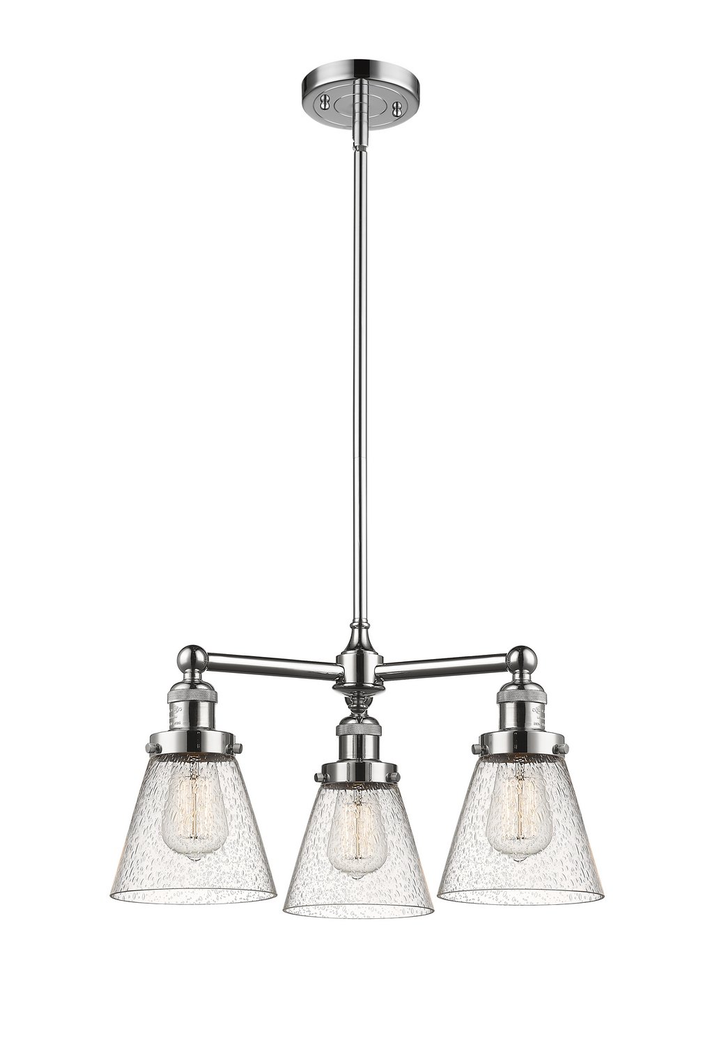 Innovations 207-PN-G64-LED 3-Light Vintage Dimmable LED Chandelier in Polished Nickel - Perfect for Dining Room, Bedroom or Foyer Lighting