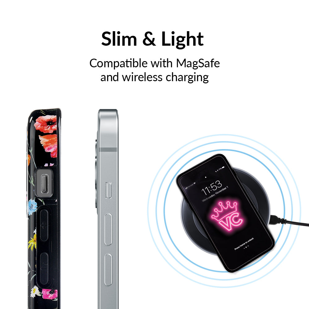 Black Wildflower iPhone Case - Durable Slim Protective Cover for iPhone [Model] - Perfect for Everyday Use, Travel & Outdoor Adventures