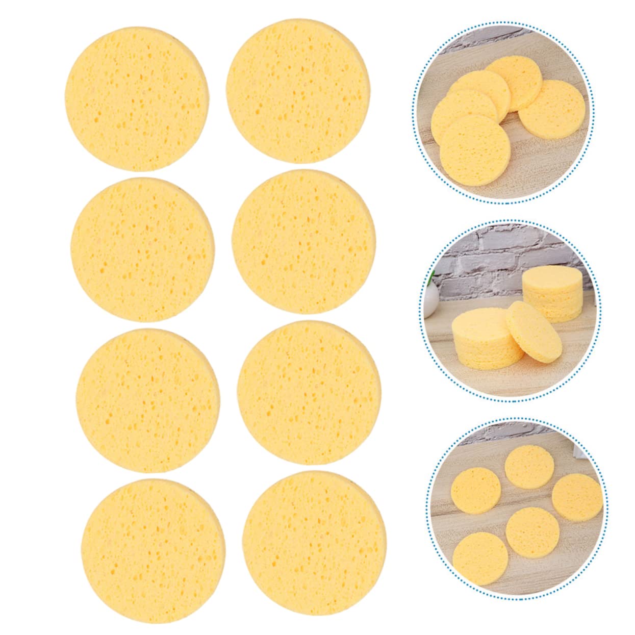 FOMIYES 5 Sets Water Activated Makeup Sponges - Gentle Cellulose Facial Cleansing Sponges (50pcs) for Flawless Blending & Foundation Application | Perfect for Daily Makeup, Travel & Professional Use