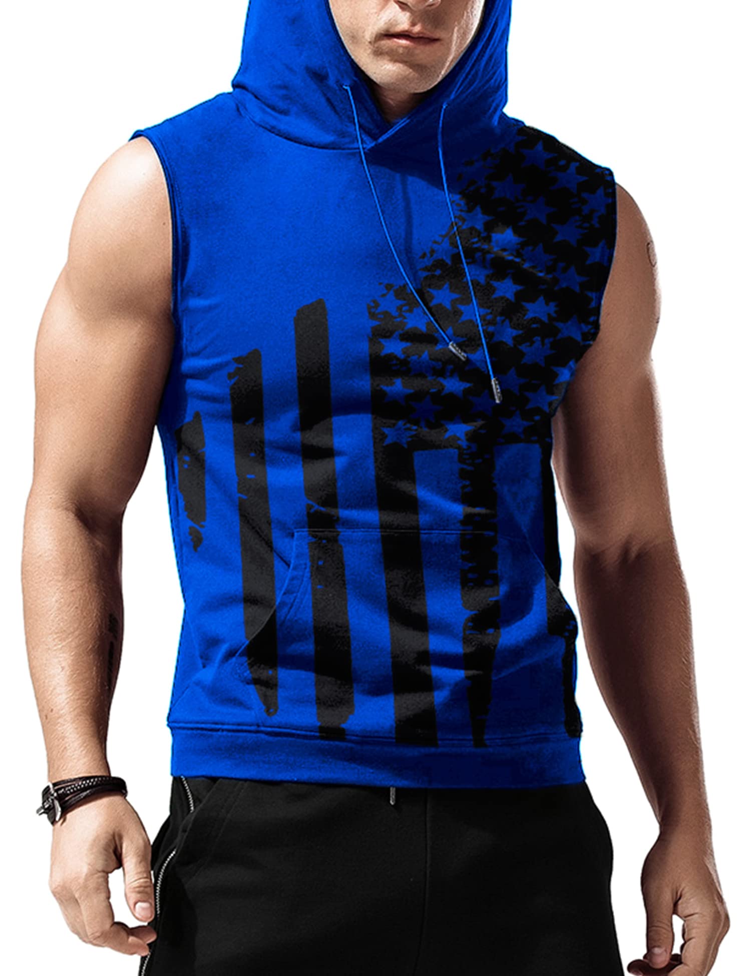 Babioboa Men's Workout Hooded Tank Top - Sleeveless Gym Hoodie for Bodybuilding & Muscle Training - Breathable Athletic Shirt for Running, Weightlifting & Fitness