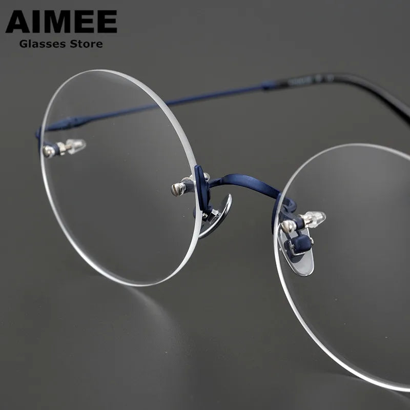 Aimee Unisex Rimless Round Titanium Acetate Eyeglasses 4521 - Lightweight & Durable Glasses for Men & Women - Perfect for Reading, Working & Daily Wear