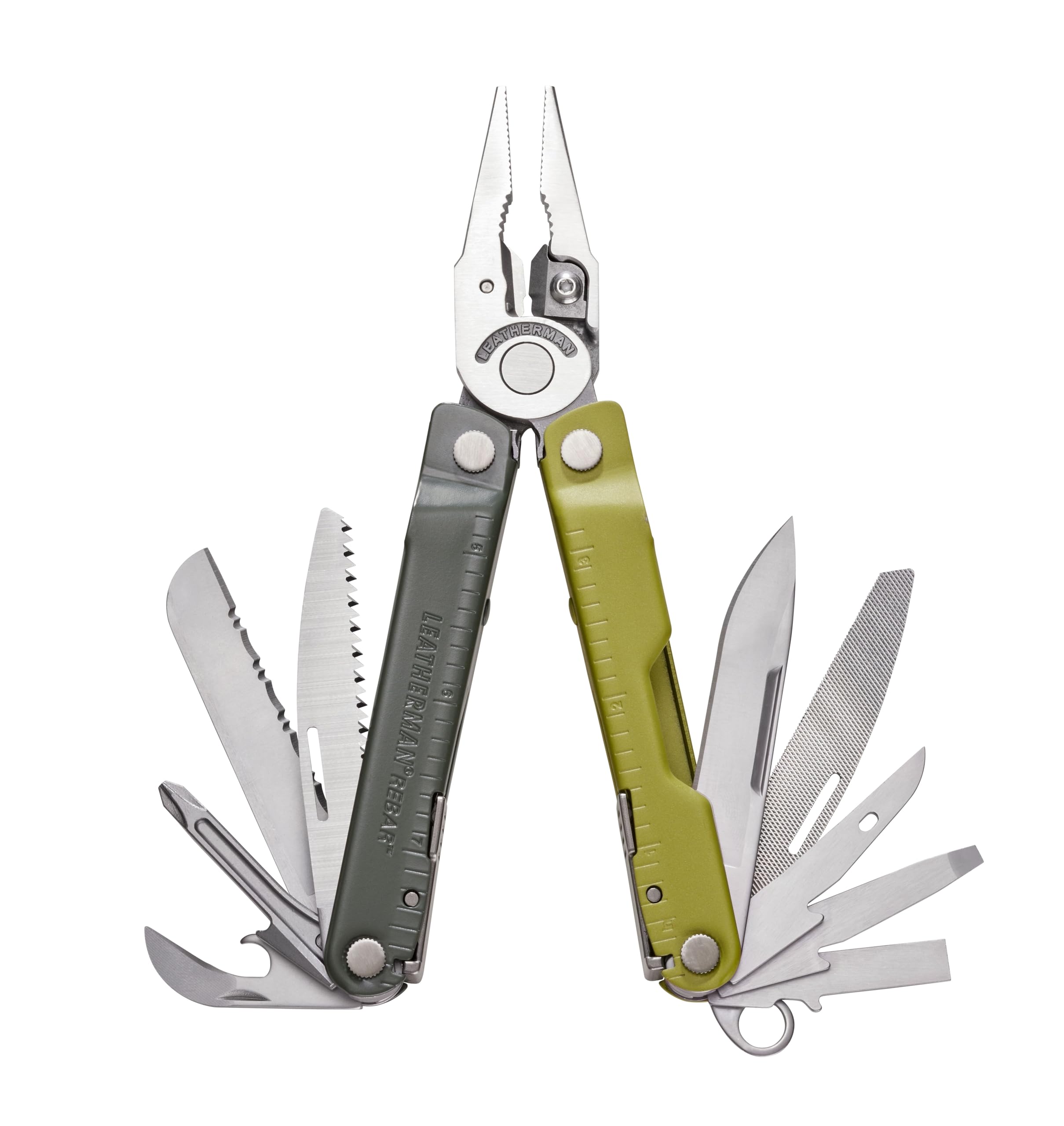 LEATHERMAN Rebar Multitool - Premium Stainless Steel with Replaceable Wire Cutters & Saw | Mossy Slate Finish | Includes Nylon Sheath | Perfect for Camping, Hiking, Survival & Everyday Carry (EDC)