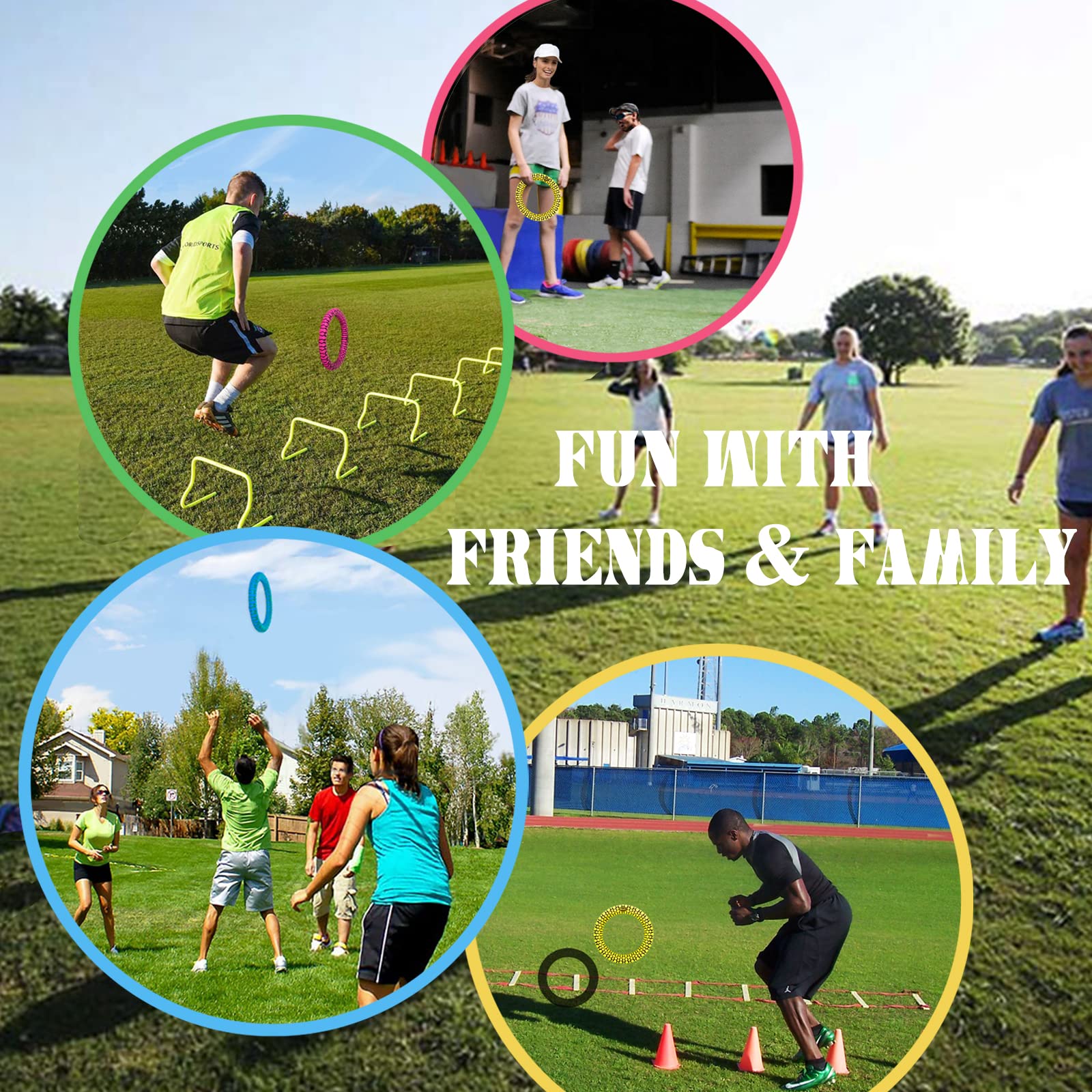 Bouncy Sports Hoops - Hand Eye Coordination Training Tool for Agility & Reflex Skills | Reaction Speed Training Equipment | Easy Catch & Throw for Kids & Adults | Perfect for Backyard Games, Gym Class & Family Fun