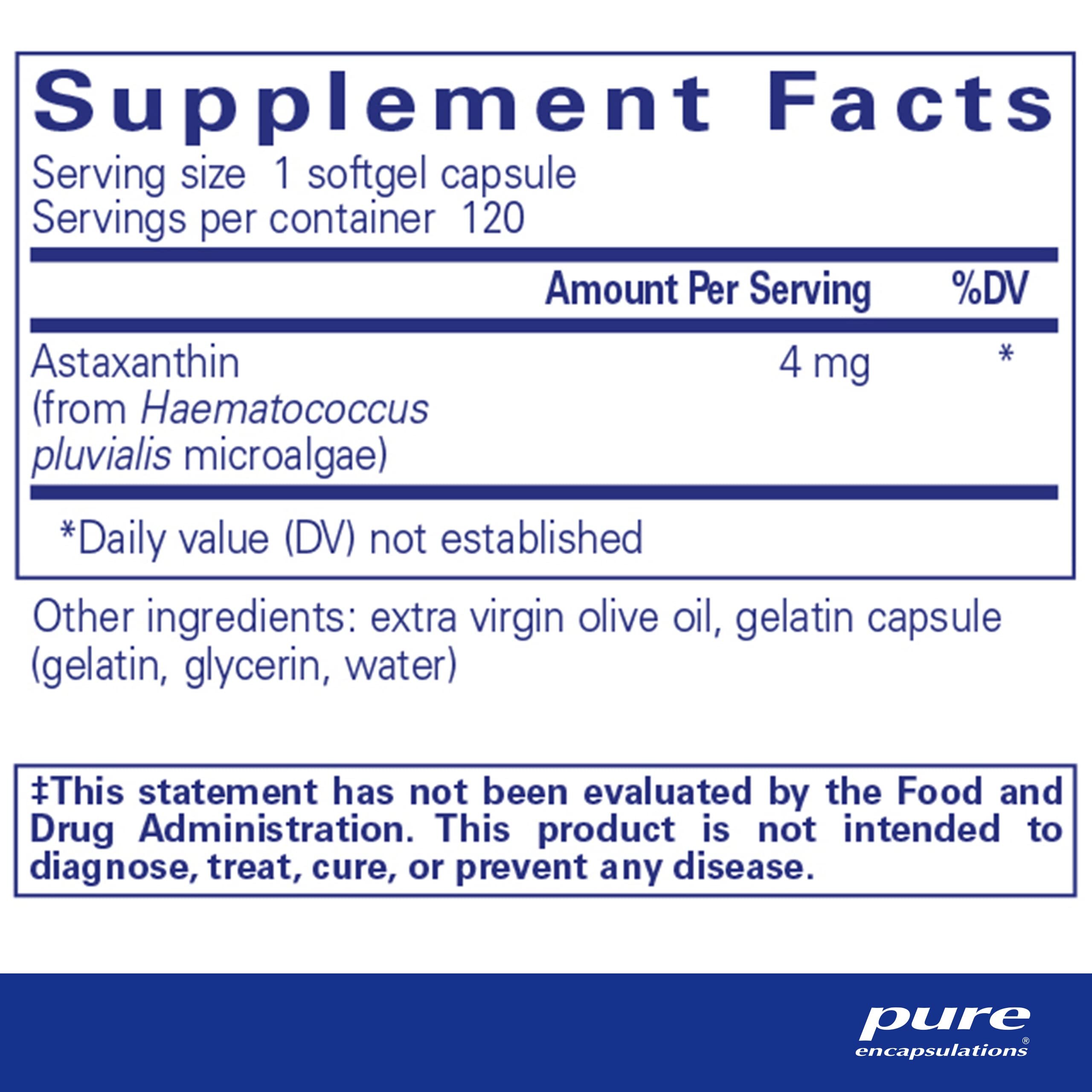 Pure Encapsulations Astaxanthin 12mg - Premium Antioxidant Supplement for Joint Support, Skin Health & Eye Protection - 120 Softgels - Supports Free Radical Defense - Ideal for Active Lifestyles & Anti-Aging Routines