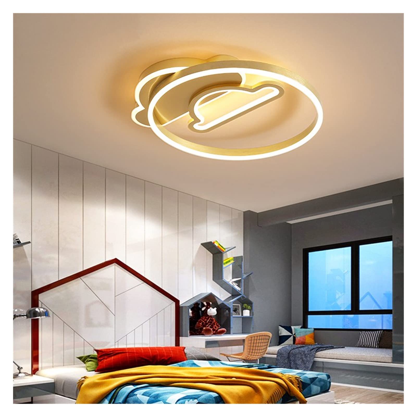 Modern Gold LED Chandelier - Dimmable Ceiling Light with Remote Control, Aluminum Fixture for Bedroom, Living Room & Kitchen | Energy Efficient Lighting for Home Decor & Dining Areas
