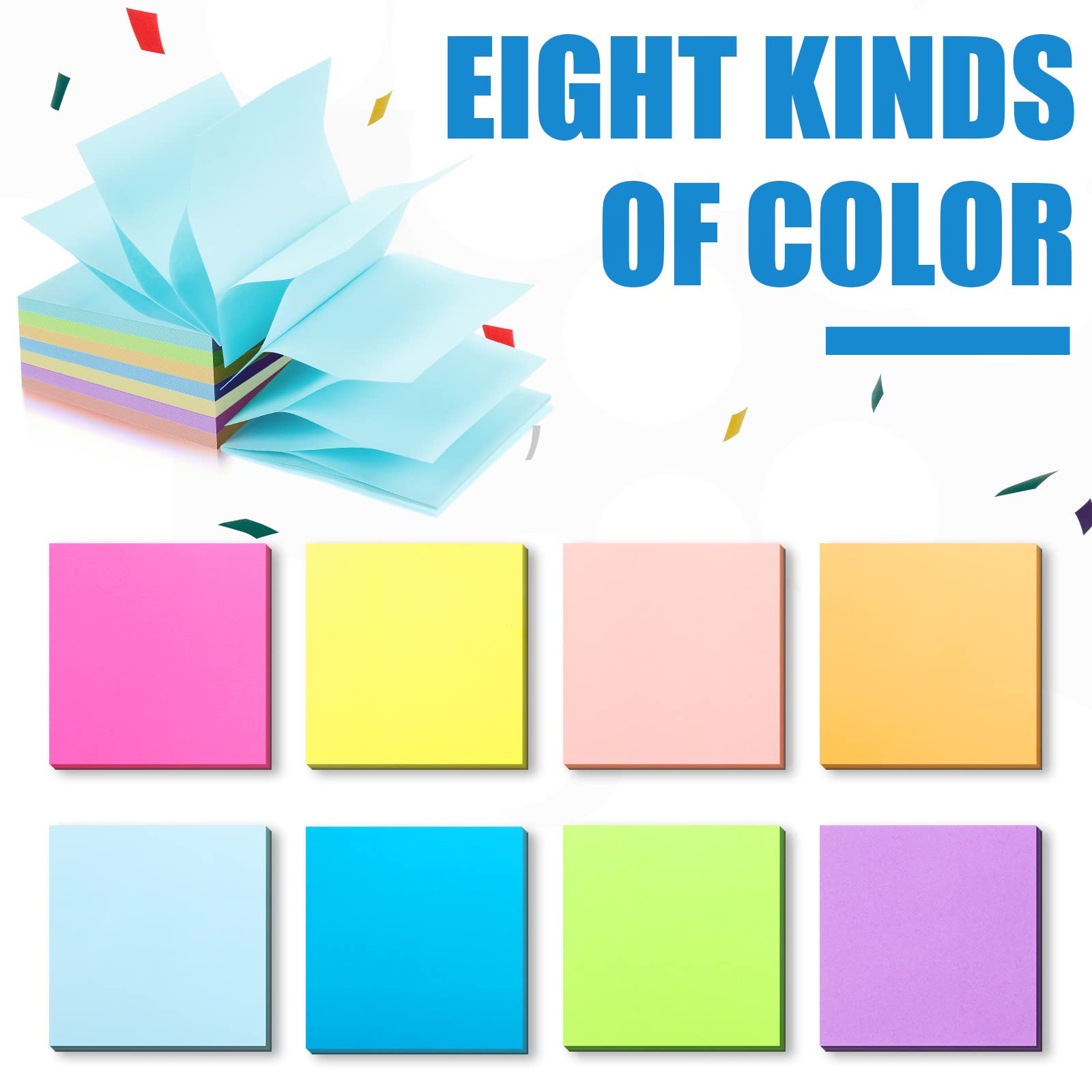 Meanplan 3-Pack Pop-Up Sticky Note Dispenser with 24 Colorful Refill Pads - 3x3 Inch Blank Self-Stick Memo Notes, Black Base Holder - Perfect for Office, School & Home Organization (50 Sheets per Pad)