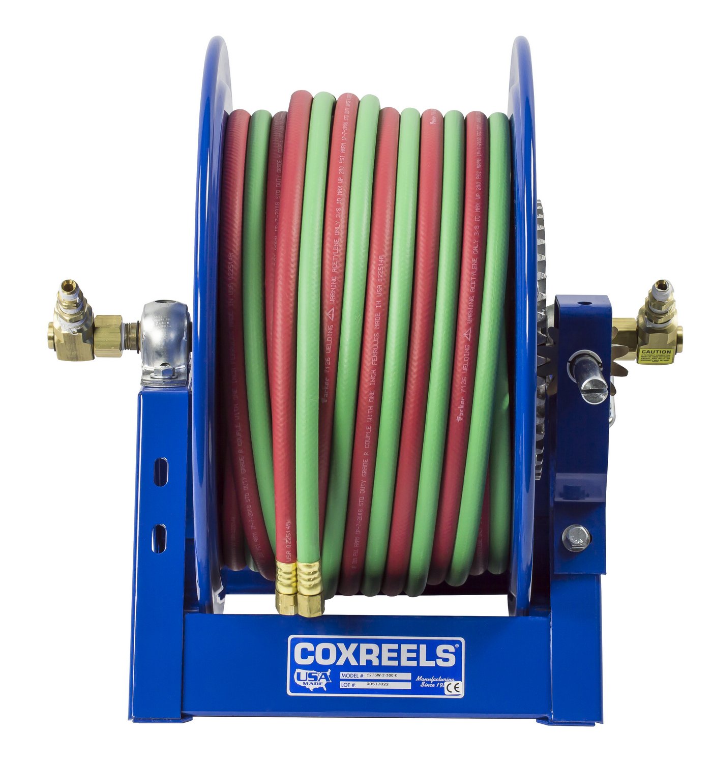 Dual Hose Hand Crank Welding Reel for Oxy-Acetylene | Coxreels 1275WL-3-150-C | 3/8