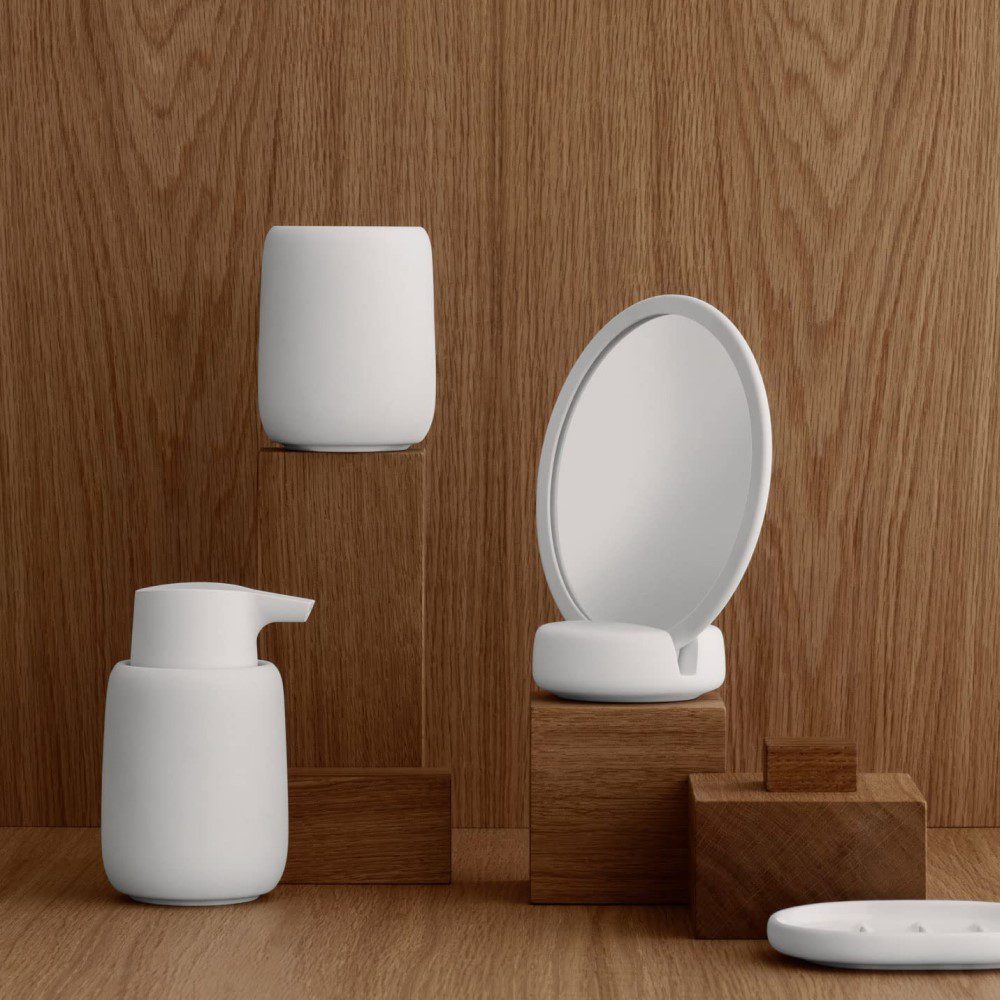 BLOMUS Sono Stainless Steel Soap Dispenser - 5.5 Inch Modern Bathroom Liquid Soap Pump for Kitchen & Vanity | Moonbeam Finish | Elegant Home Decor for Spa, Guest Bath & Luxury Washroom