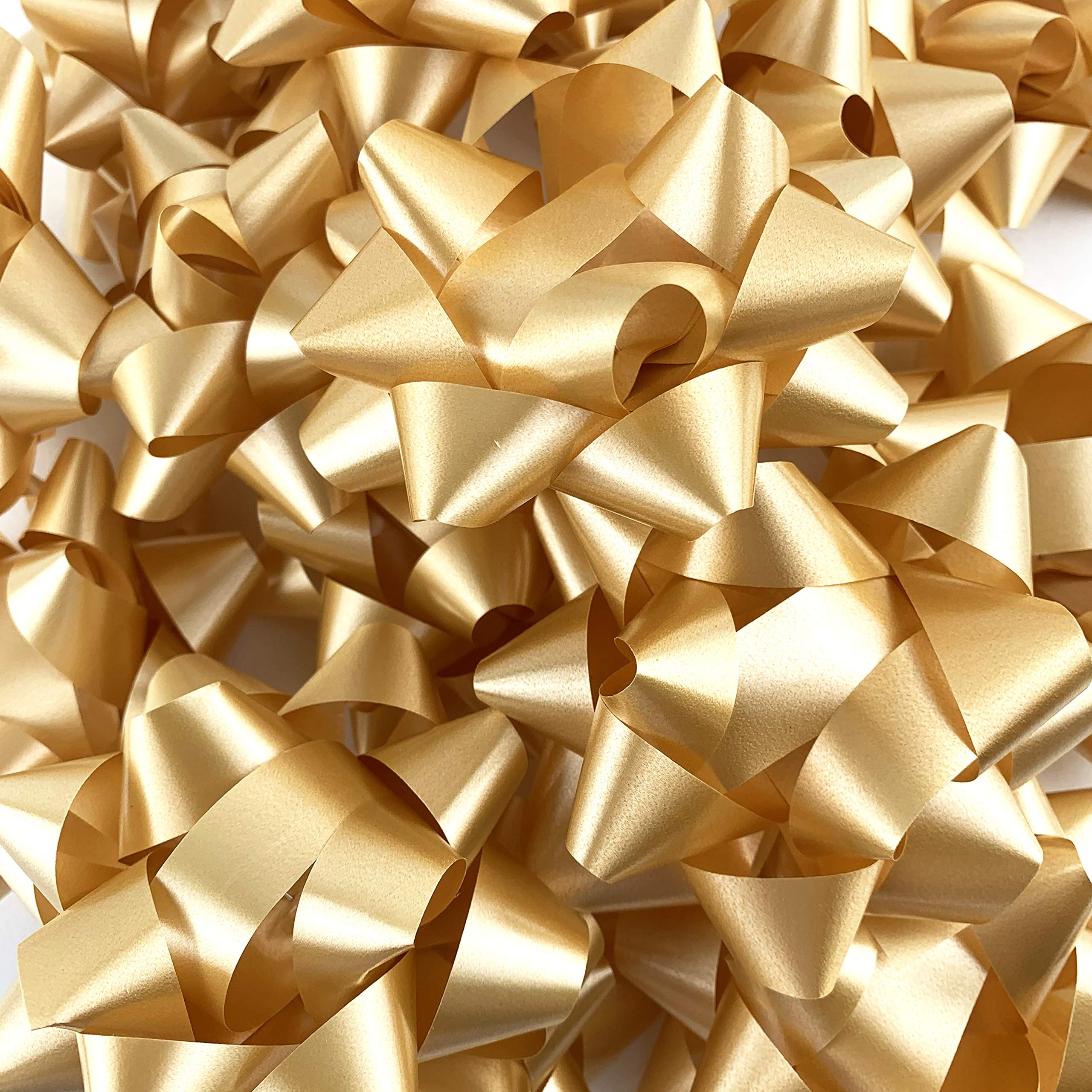 Premium Gold Confetti Star Gift Bows - 3.75 Inch Christmas Present Wrapping Decorations (15 Pack) - Perfect for Holiday Gifts, Party Favors, Wedding Decor & DIY Craft Projects