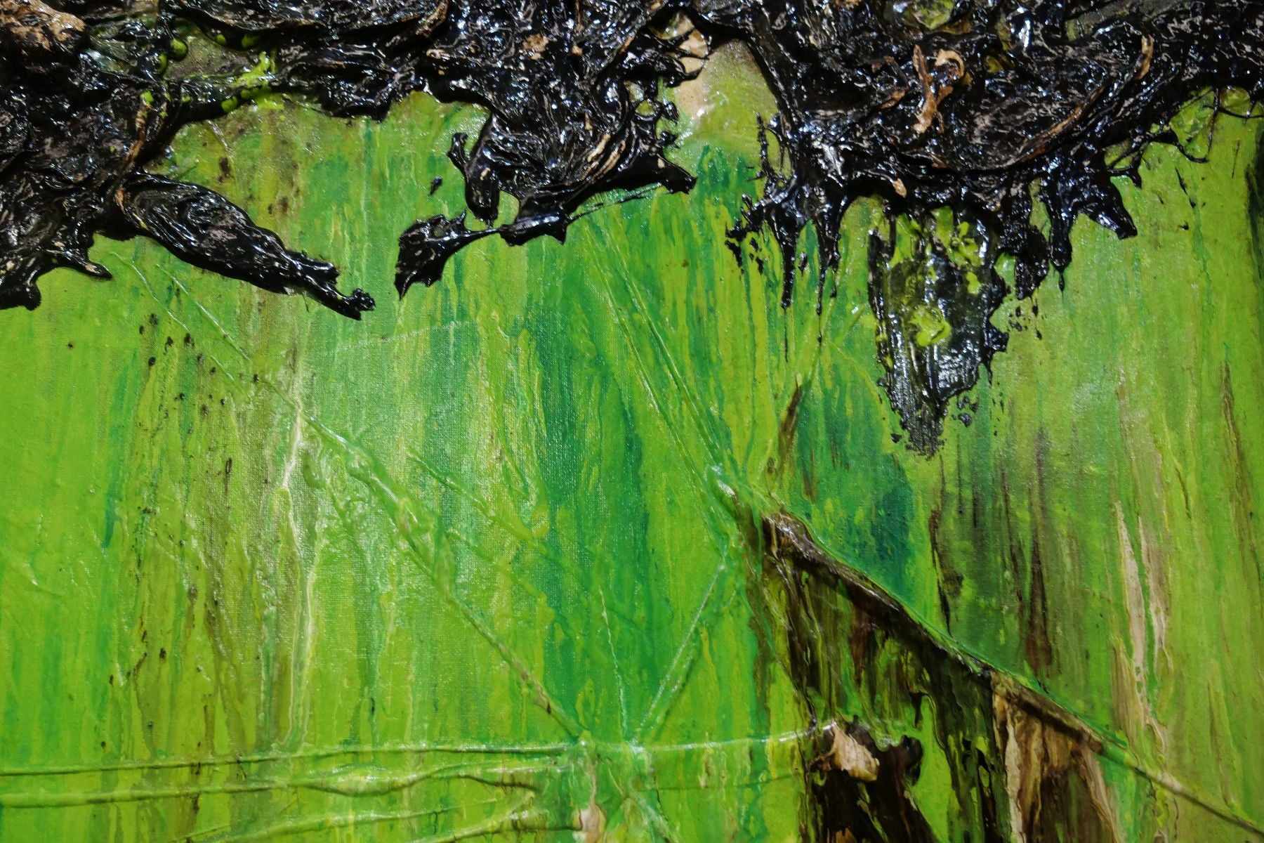 Lime Earth 160cm x 100cm Green Textured Abstract Canvas Art - Modern Wall Decor for Living Room, Bedroom & Office