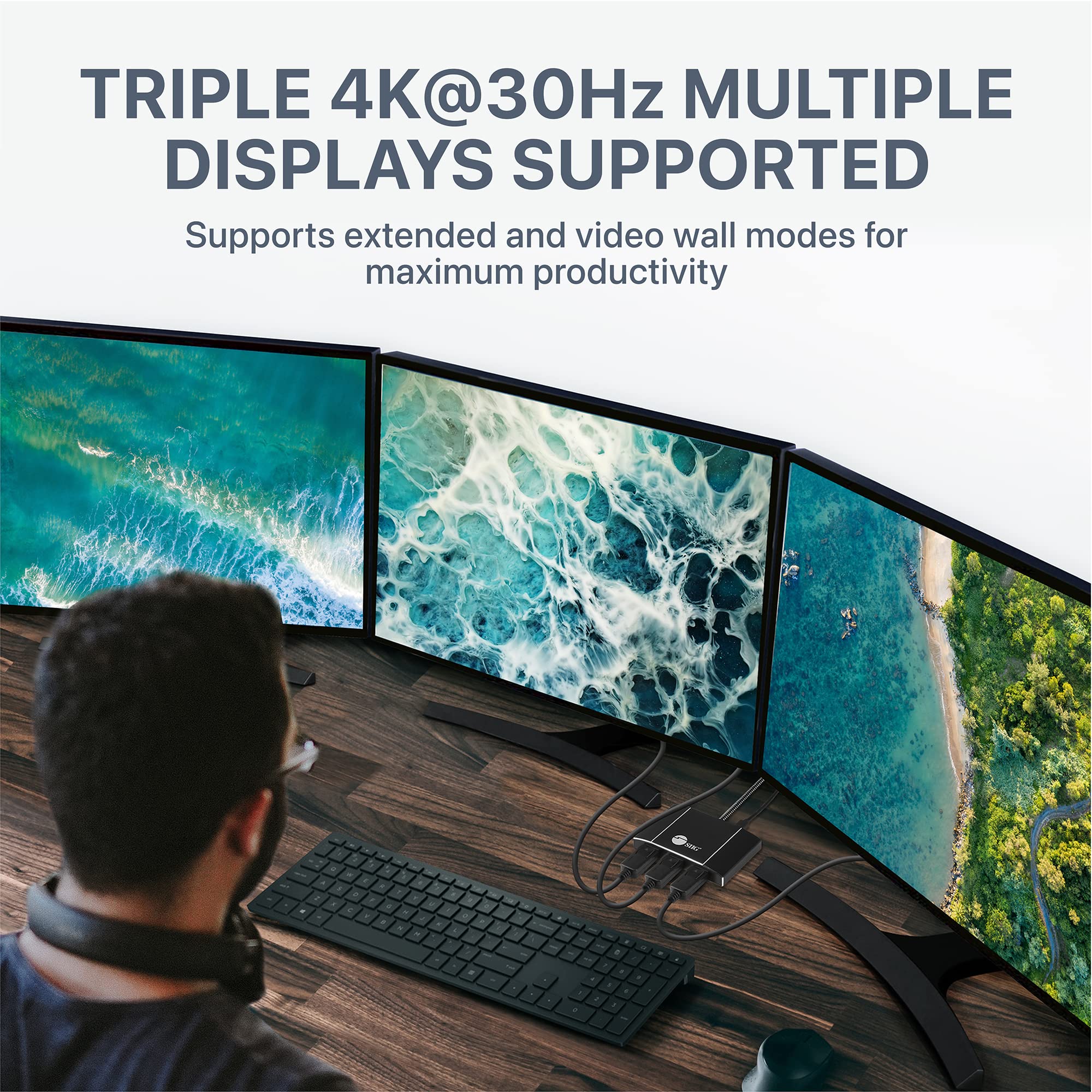 SIIG MST Hub DisplayPort to HDMI Splitter 1.4 - 3 Port Multi Stream Transport Hub with Daisy Chain Support for Monitors - Ideal for Gaming, Office & Home Theater Setups (CE-DP0Q11-S1)