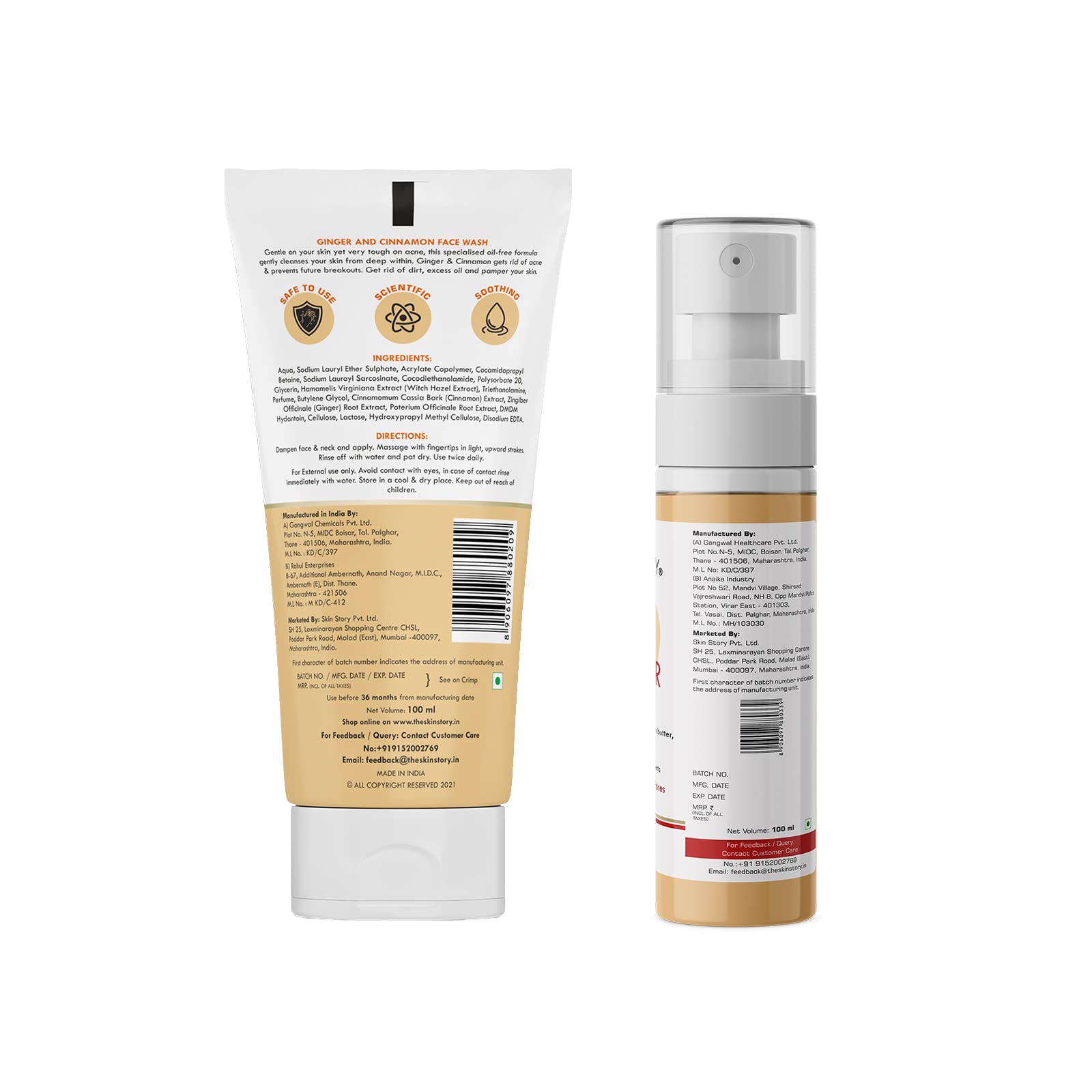 The Skin Story Pimple Care Duo - Acne Treatment Face Wash & Toner Set for Clear Skin | Daily Skincare Routine for Oily & Sensitive Skin