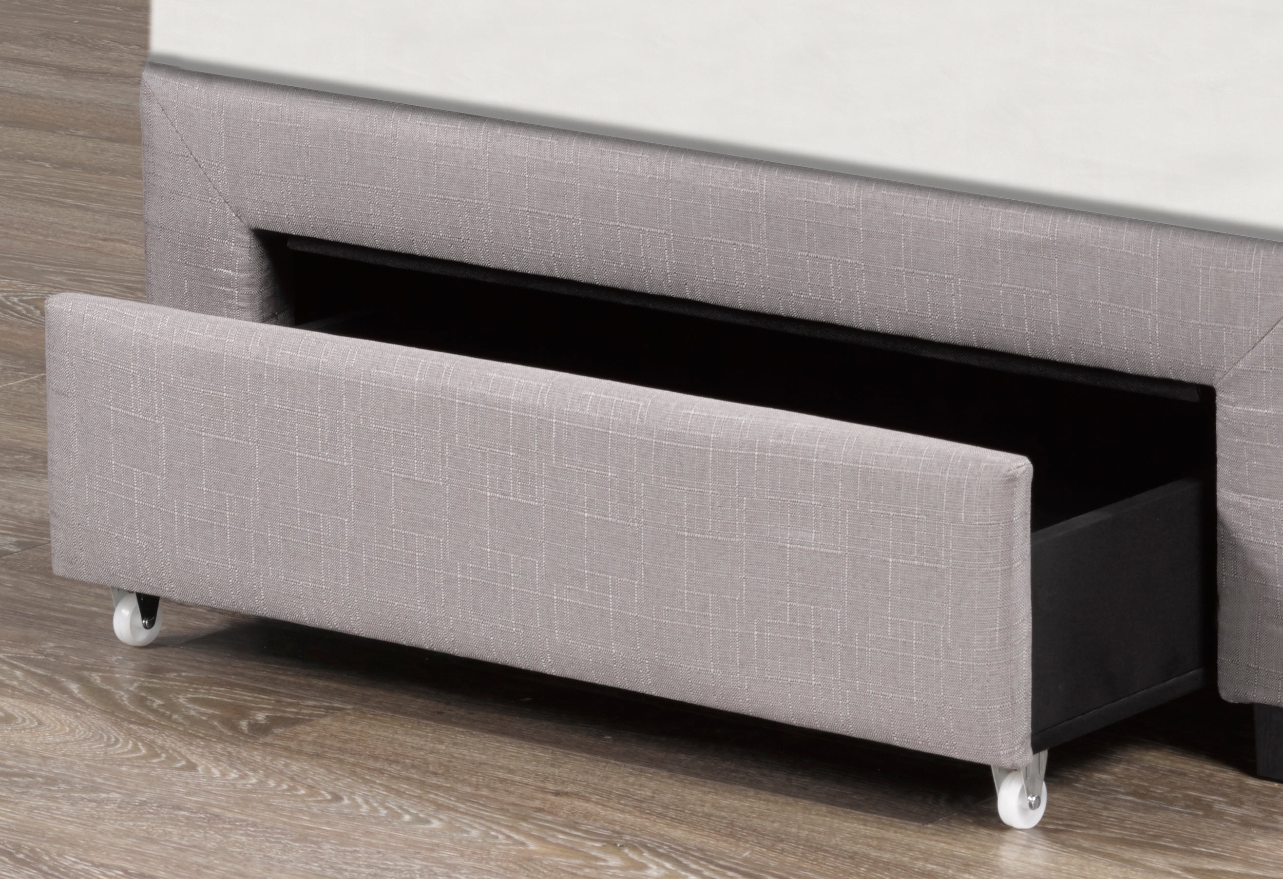 Brent Twin Platform Bed Frame with Storage Drawer - Grey - Space-Saving Bed Base for Small Bedrooms & Kids Rooms
