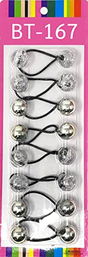 Crispy Collection Girls Twinbead Bubble Ball Ponytail Hair Elastics - 8 Piece Set for School, Sports & Playtime