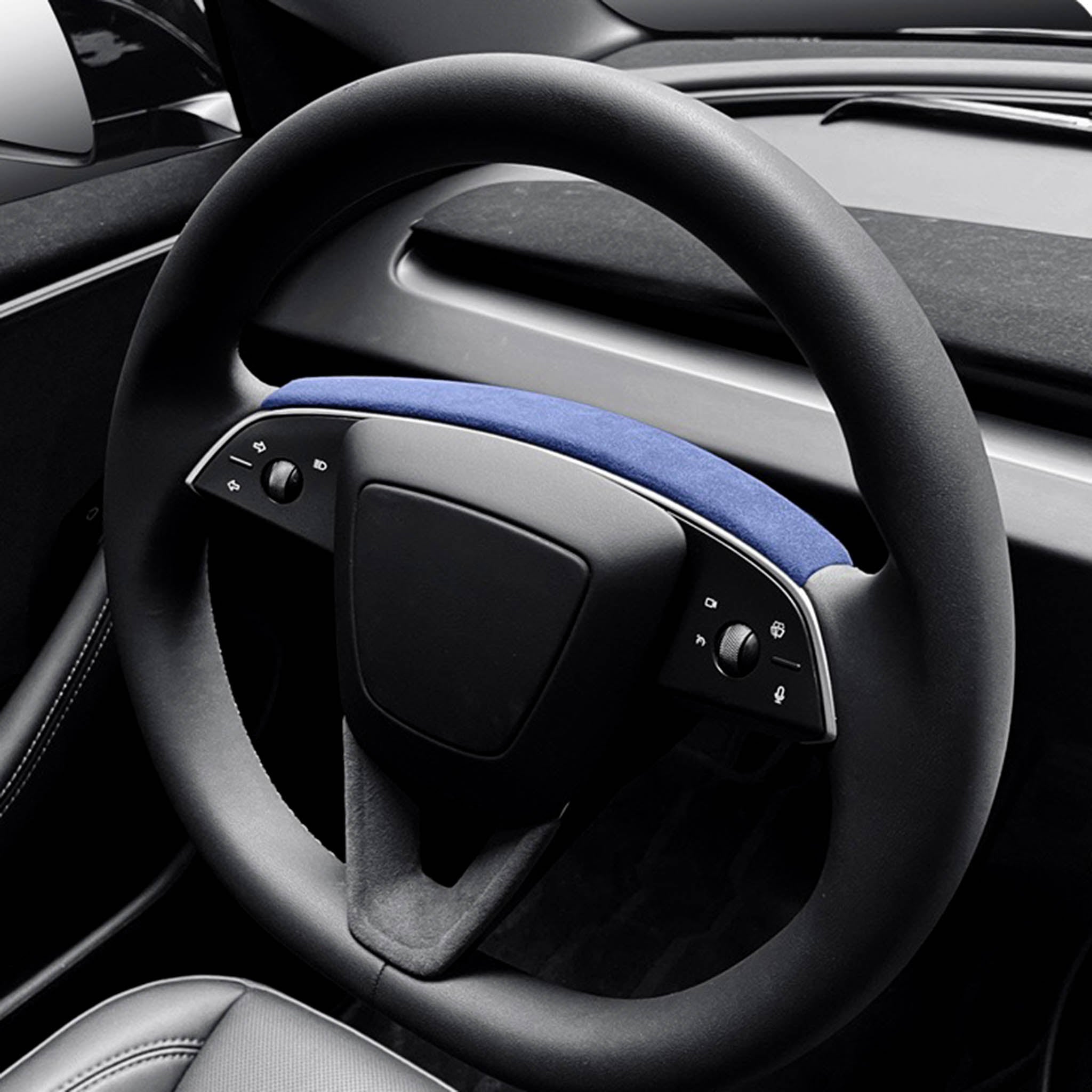 Premium Tesla Alcantara Steering Wheel Cover for 2024+ Model 3 Highland & 2025+ Model Y Juniper - Luxury Interior Upgrade for Enhanced Grip & Comfort During Driving