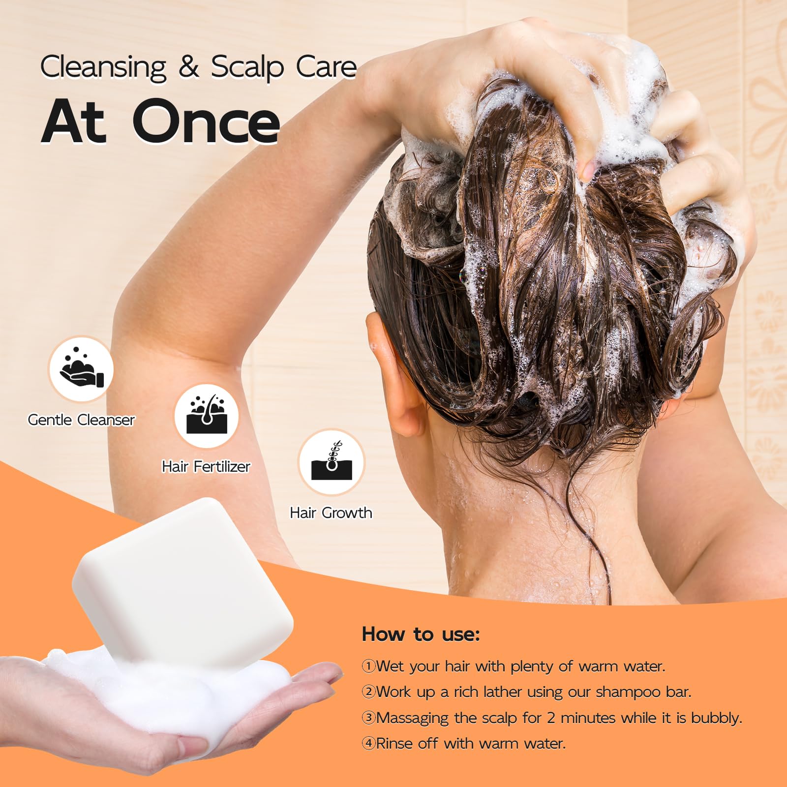 2 in 1 Rice Water Shampoo & Conditioner Bar with Rosemary Spray - Fermented Rice Water Treatment for Hair Growth, Anti Hair Loss, Thicker Fuller Hair - Perfect for Damaged Hair Care & Natural Hair Regrowth at Home