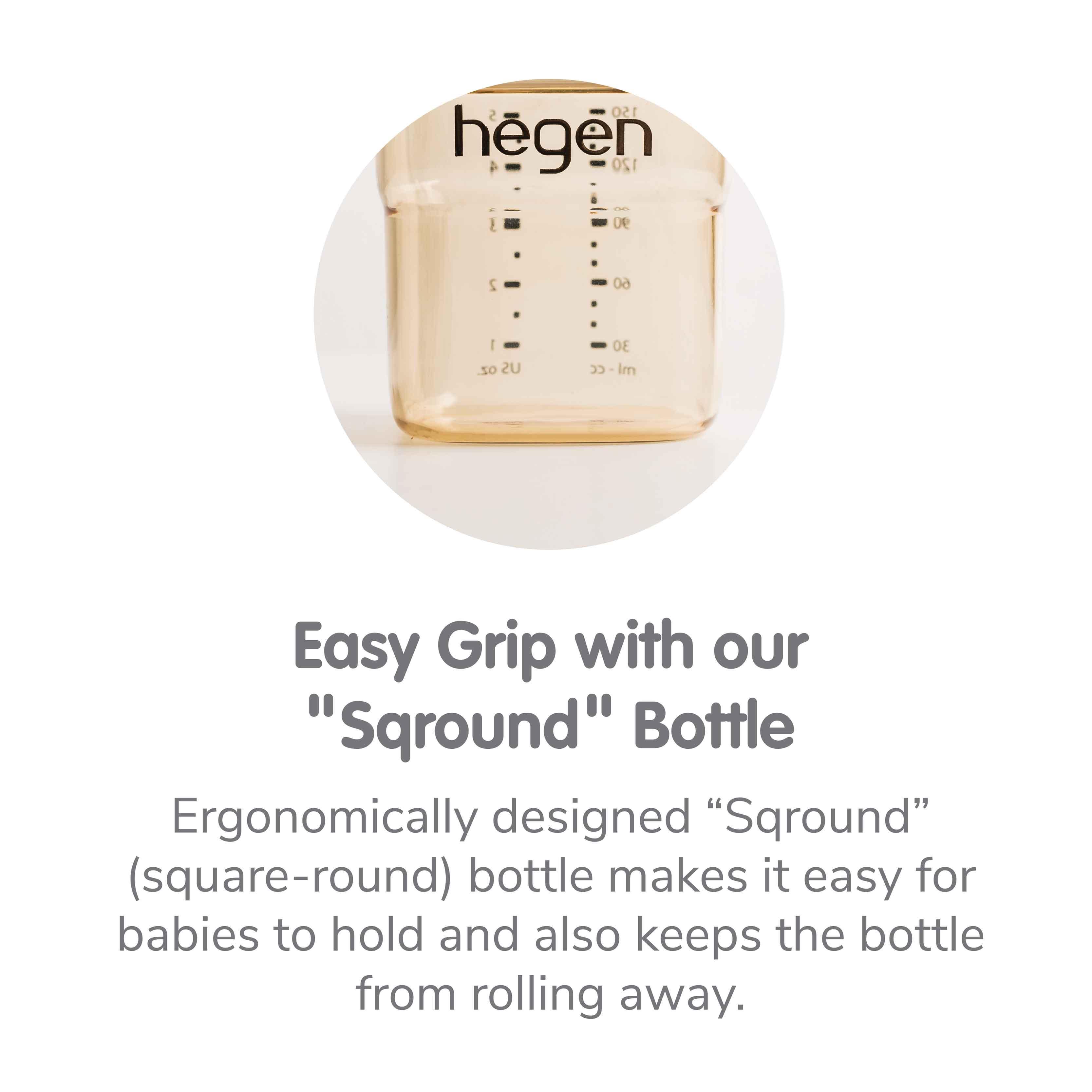 Hegen Newborn Baby Bottle Set for 0-3 Months - BPA-Free Anti-Colic Feeding Bottles with Natural Nipple - Perfect for Breastfeeding Transition & On-the-Go Feeding