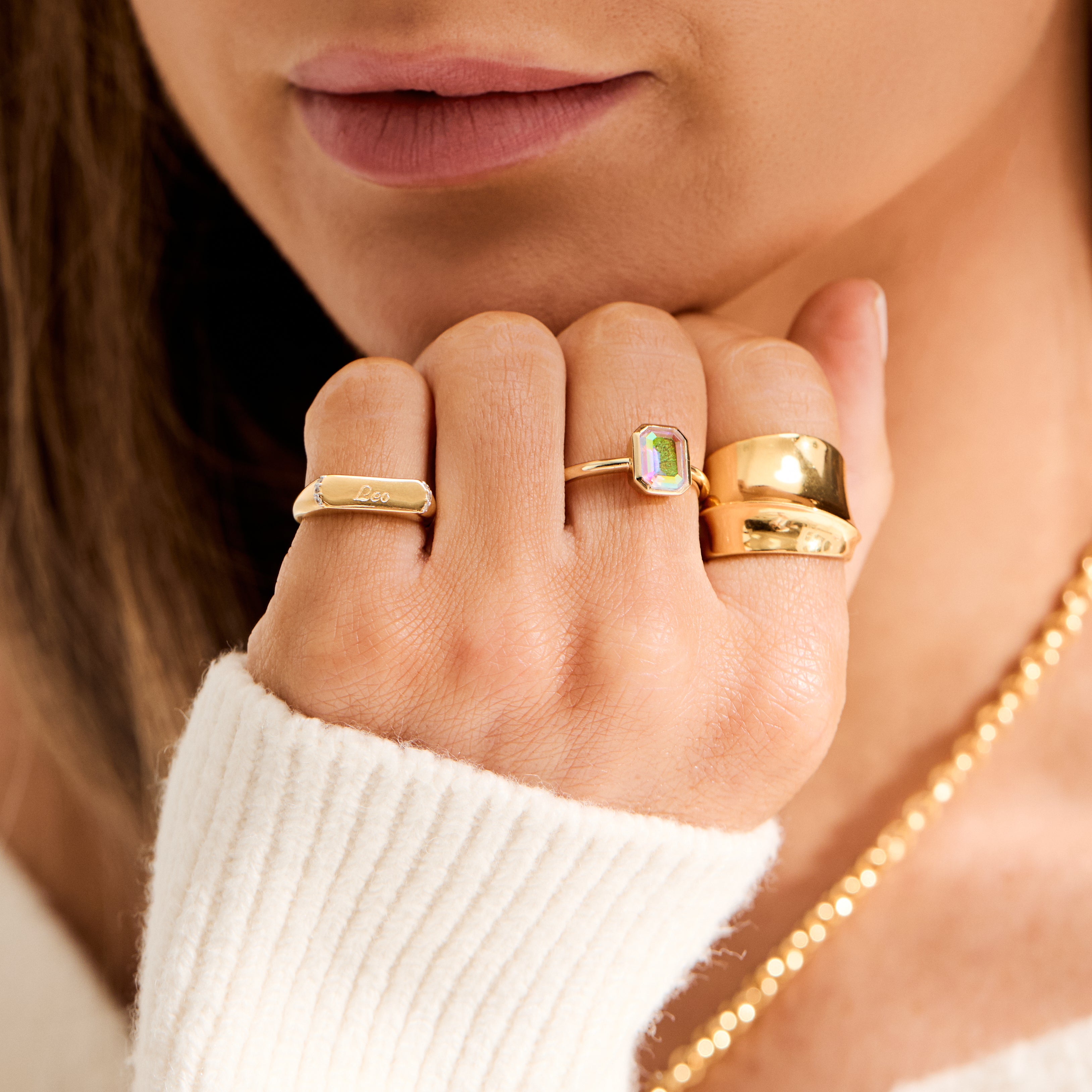 Louise Thompson Lucky Diamond Signet Ring - Sterling Silver Stackable Pinky Ring for Women - Perfect for Everyday Wear, Gifts & Special Occasions