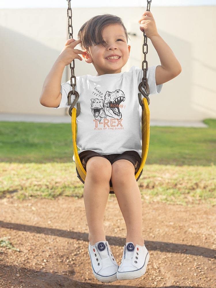 Sharp Teeth T-Rex King of Dinosaurs Toddler T-Shirt - Cute Dinosaur Graphic Tee for Boys & Girls - Perfect for Playdates, Preschool & Dinosaur Theme Parties
