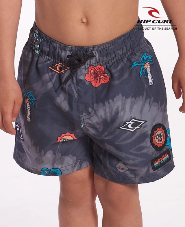 Rip Curl Kids' Palm Batik Swim Shorts - Quick-Dry Boys & Girls Bathing Suit for Beach, Pool & Summer Water Activities