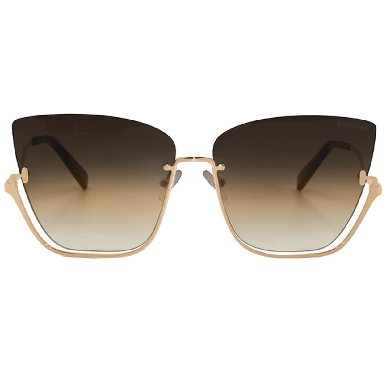 Vixen Brown Lens Gold Frame Metal Cat Eye Sunglasses for Women - Vintage Retro Style UV Protection - Perfect for Driving, Beach, and Outdoor Activities