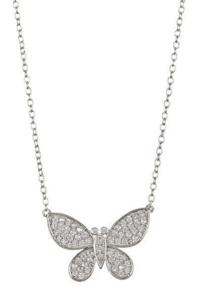 Pave Butterfly Pendant Necklace - Elegant Butterfly Jewelry for Women - Perfect for Valentine's Day Gifts & Special Occasions
