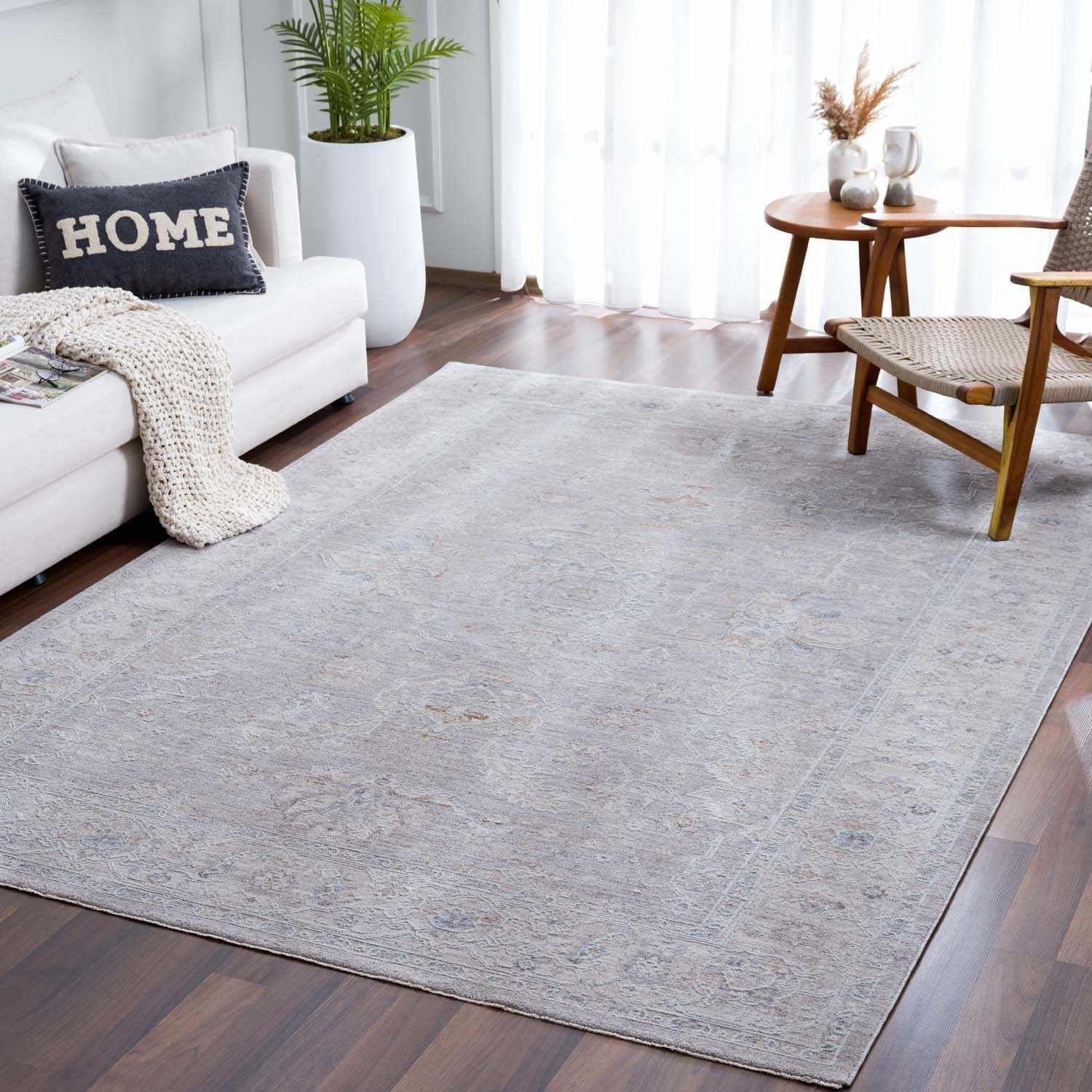 Hauteloom Tahmoor Traditional Gray Area Rug 12' x 15' - Soft Living Room & Bedroom Carpet in Light Gray & White - Perfect for Home Decor, Cozy Spaces & Family Gatherings