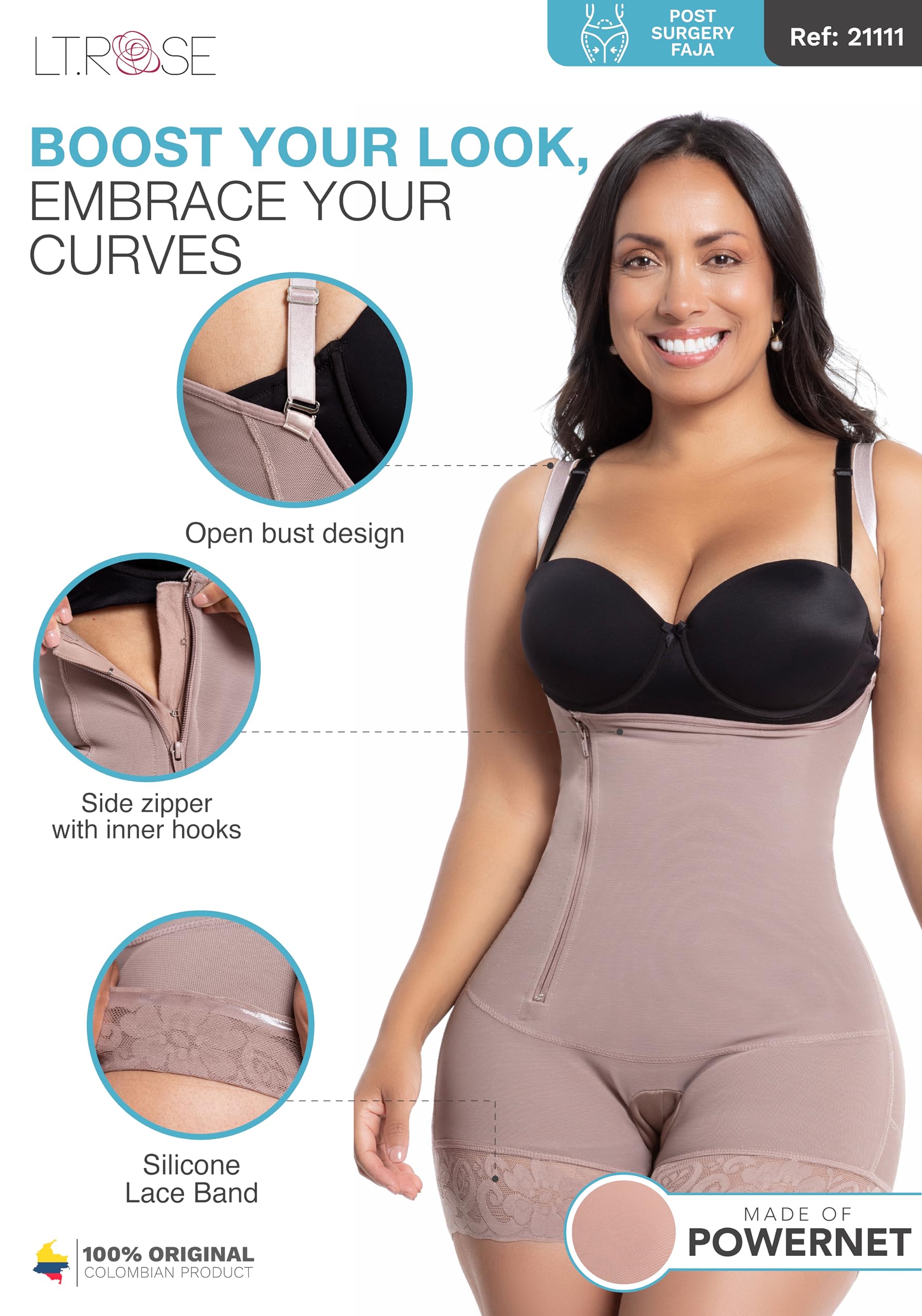 LT.ROSE BBL Faja Post-Surgery Compression Garment for Women - Tummy Tuck Shapewear S111, Colombian Waist Trainer for Body Contouring | Perfect for Postpartum Recovery & BBL Surgery Support