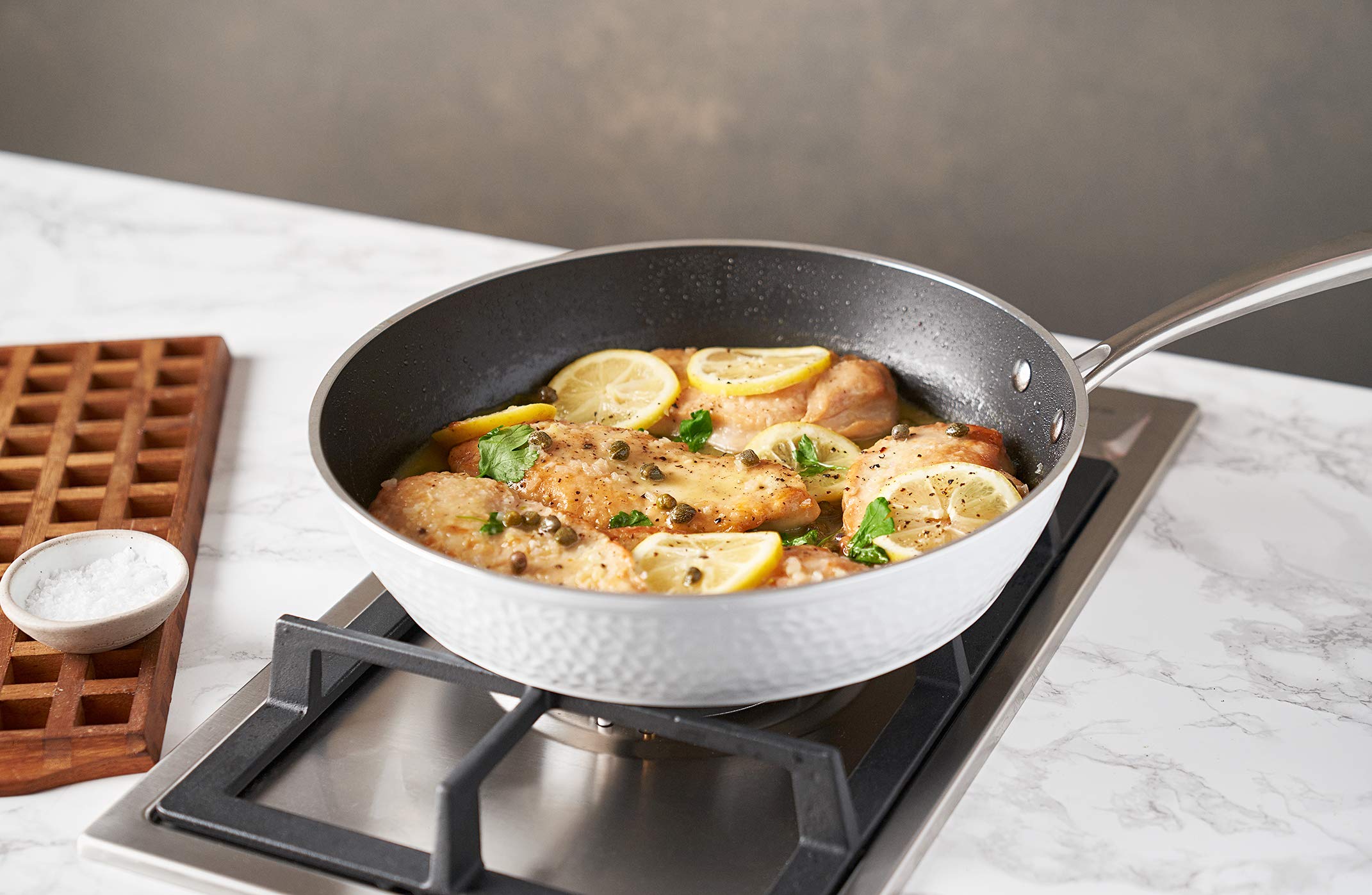 Premium 10-Piece Non-Stick Ceramic Cookware Set - White Hammered Finish with Glass Lids | Lightweight & Scratch-Resistant | Oven & Dishwasher Safe (500°F) | Compatible with All Stove Types | Perfect for Everyday Cooking, Family Meals & Professional Kitchens