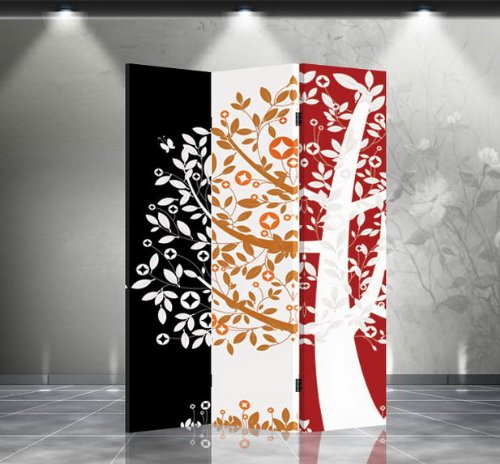 Double Sided Canvas Room Divider with Money Tree Design - Privacy Screen for Home Office, Bedroom, and Studio - Perfect for Creating Separate Spaces in Living Areas
