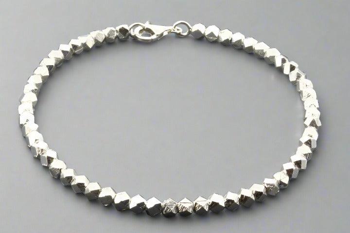 Faceted Bead Stacked Bracelet - Sterling Silver Jewelry for Women, Elegant Stackable Bangle for Everyday Wear & Special Occasions