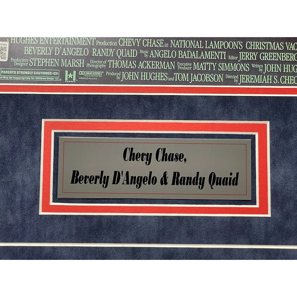 Chevy Chase Beverly D'Angelo Randy Quaid Autographed Christmas Vacation Movie Poster - 12x18 Framed with JSA COA - Perfect for Holiday Decor, Movie Memorabilia Collection & Christmas Gift