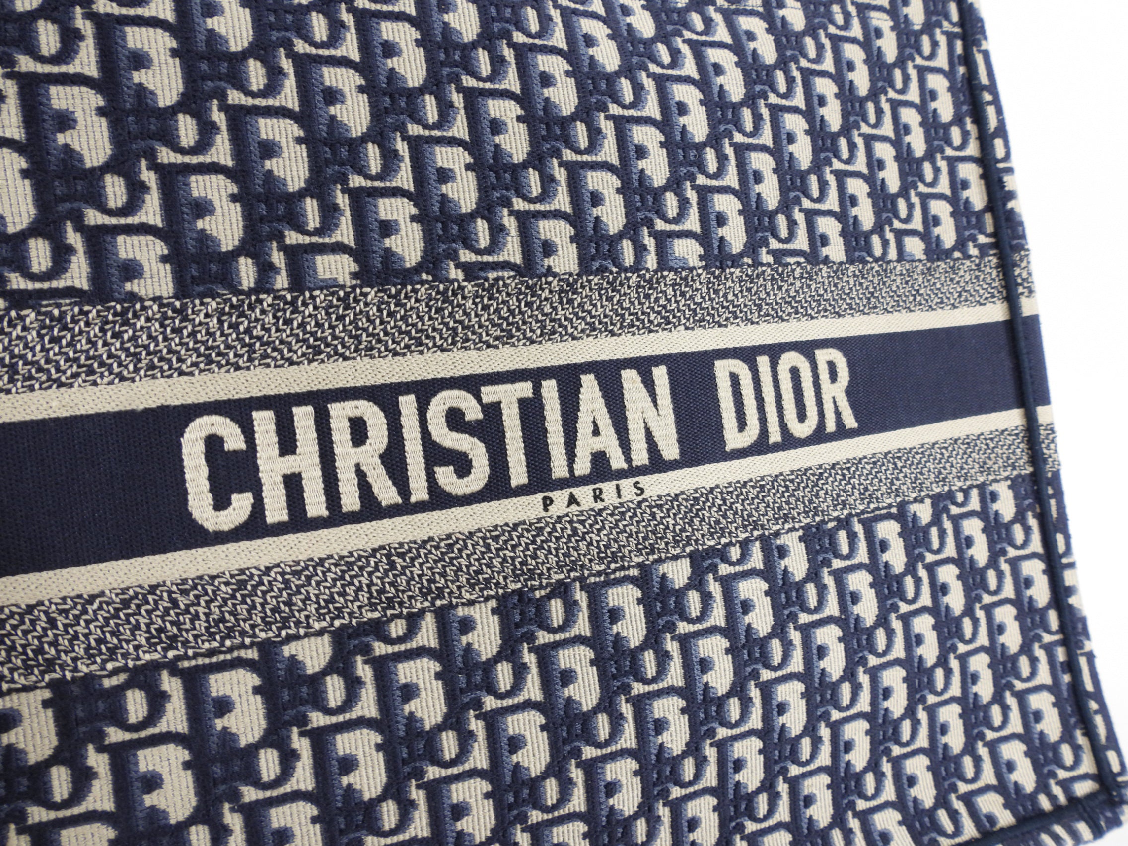 Dior Navy Oblique Trotteur Logo Large Book Tote Bag - Stylish & Spacious Designer Handbag for Work, Travel & Everyday Use