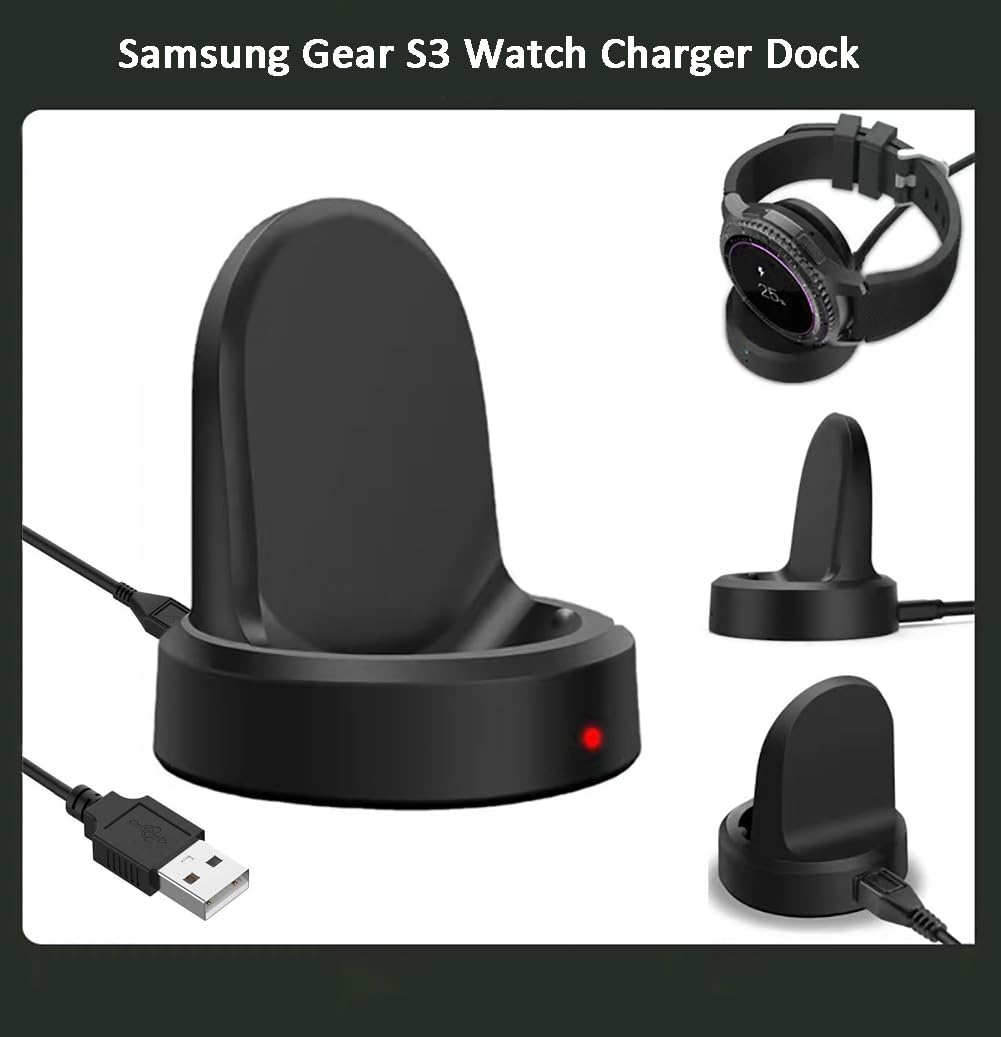 Samsung Gear S2/S3/S4 Smart Watch Charger Dock with Micro USB Cable - Fast Charging Station for Samsung Gear S2 Classic, S3 Frontier & S4 Smartwatches | Perfect for Home, Office & Travel Use