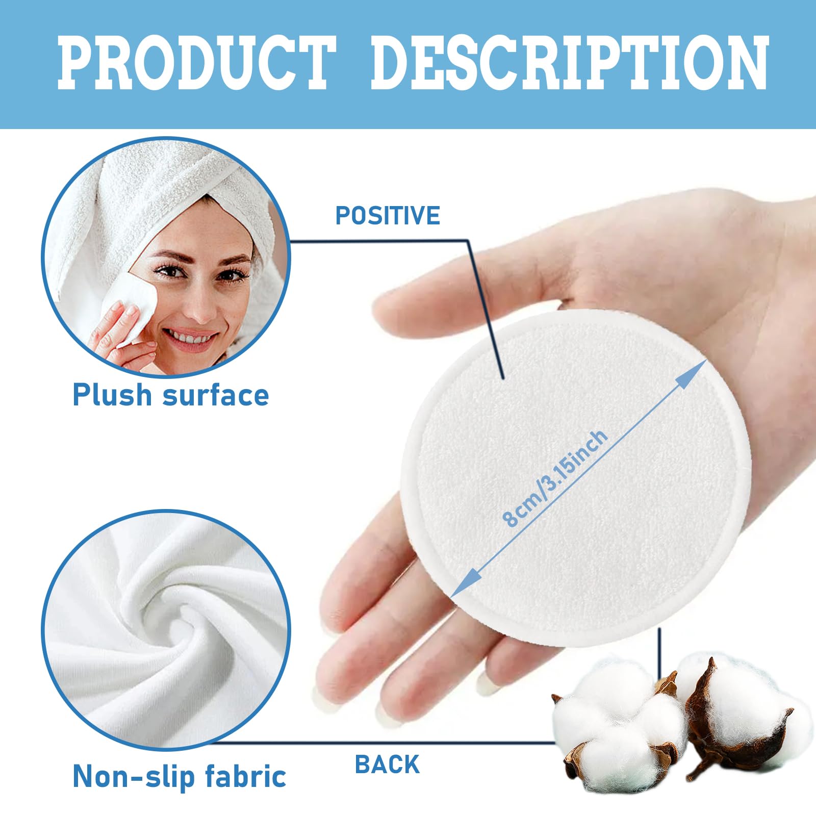 20 Pack Reusable Cotton Makeup Remover Pads - Washable & Eco-Friendly Facial Cleansing Pads for Makeup Removal & Skincare - Perfect for Daily Beauty Routine & Travel