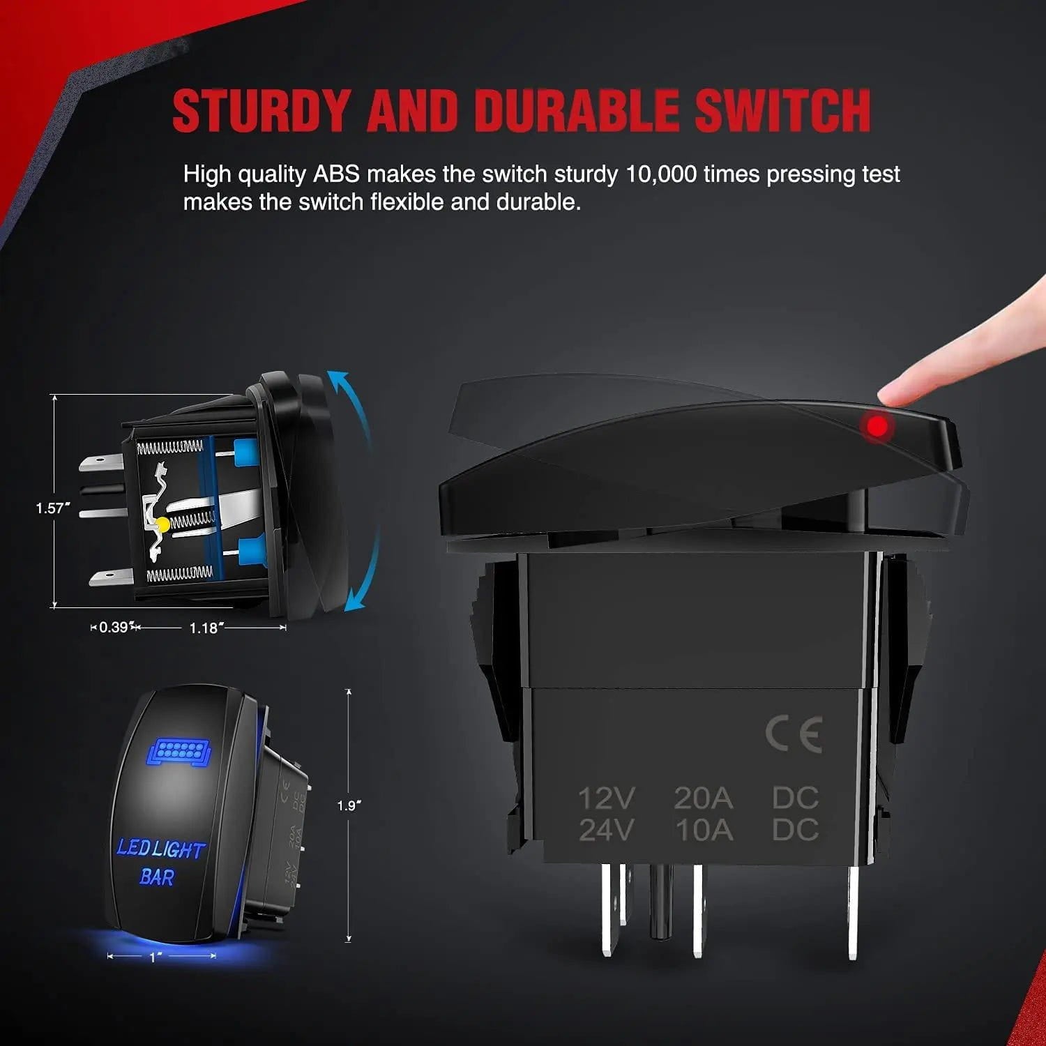 12AWG Wire Harness Kit with 12V 5-Pin Switch, 3 Fuses & 4 Spade Connectors - Perfect for Automotive, Marine, and DIY Electrical Projects
