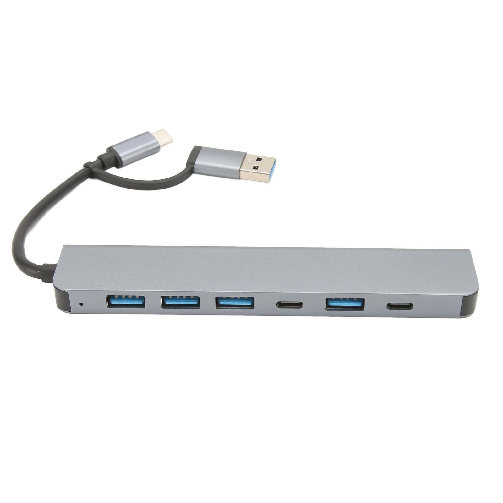 USB 3.0 Hub Space Gray - Compact, Plug & Play Adapter with High Compatibility for Windows 10, Perfect for Home Office & Gaming Setup