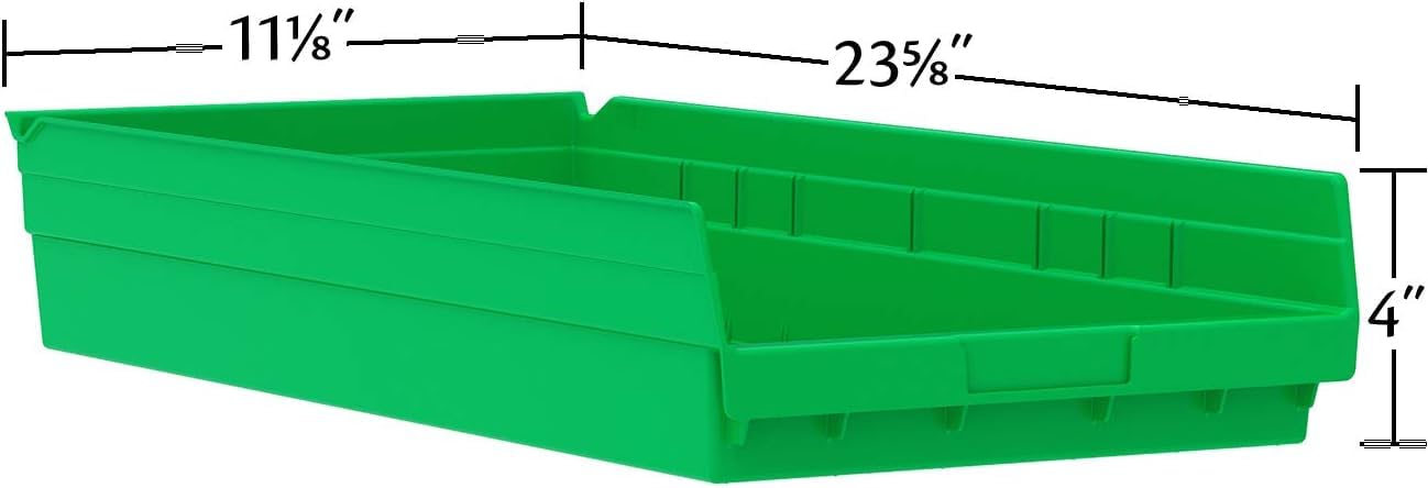Akro-Mils 30174 Heavy Duty Plastic Storage Bins - 6 Pack Green Shelf Organizers (24