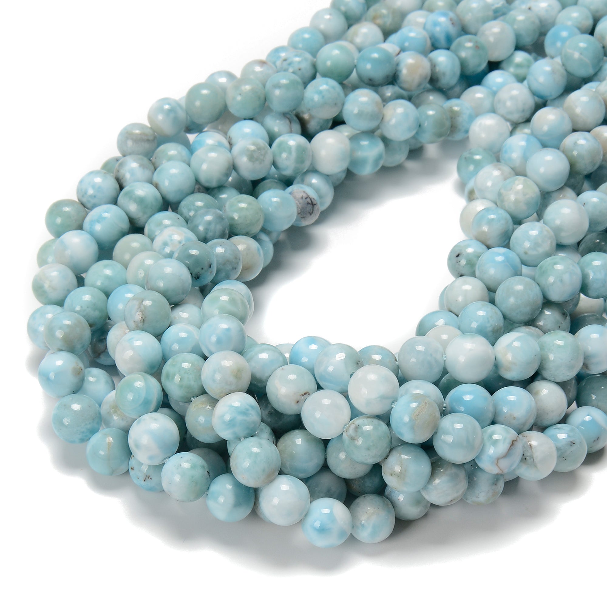Premium Natural Larimar Beads - Smooth Round 5mm to 12mm Gemstone Beads for Jewelry Making (15.5