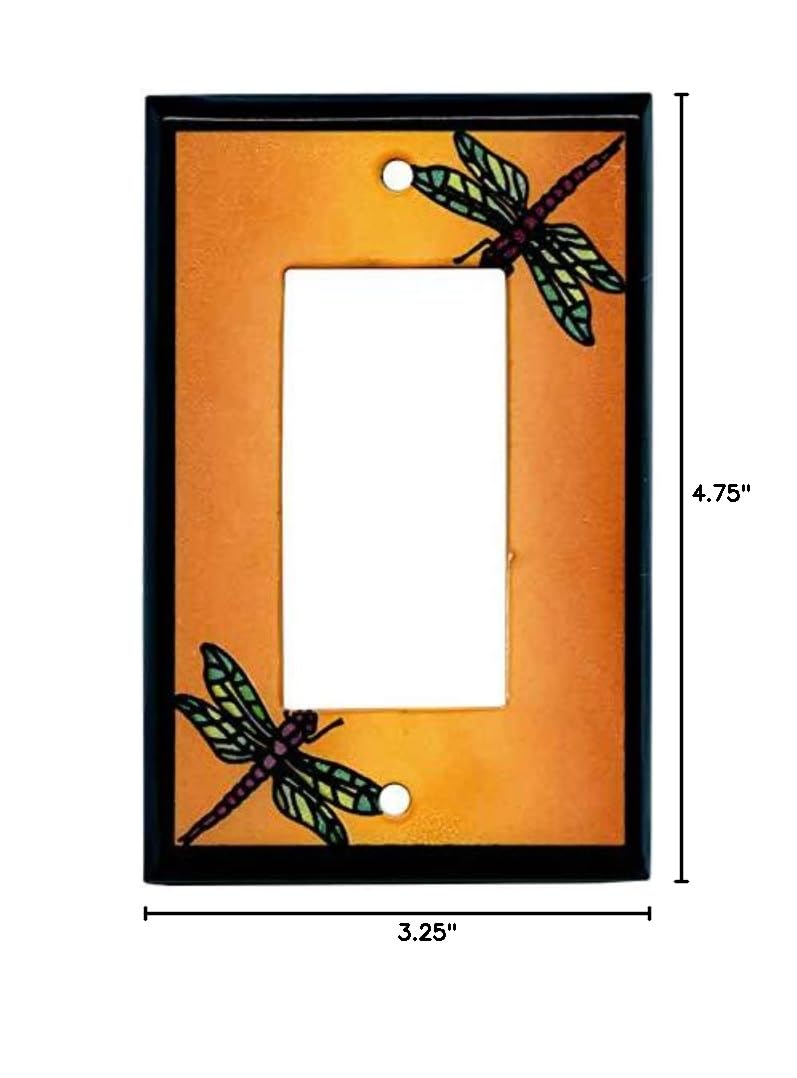 Dragonfly Ceramic GFCI Rocker Switch Plate Covers - Decorative Outlet Cover for Bathroom, Kitchen & Outdoor Use