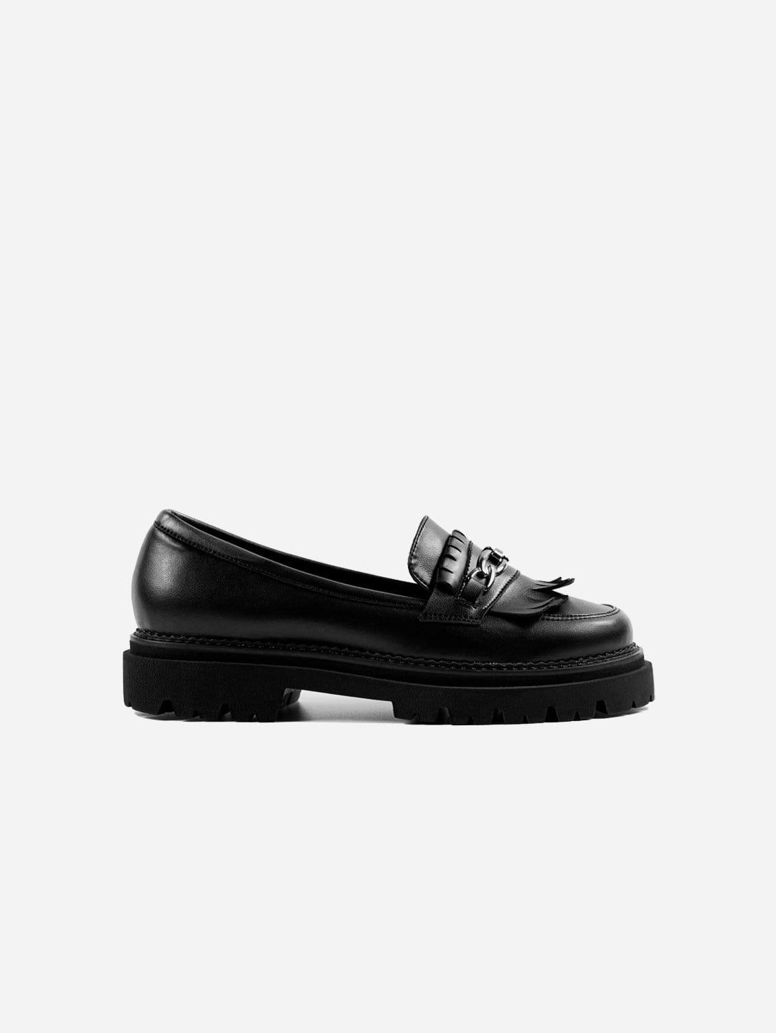 Chunky Women's Vegan Leather Loafers - Black Grape Color | Comfortable Slip-On Shoes for Casual Wear, Office & Travel