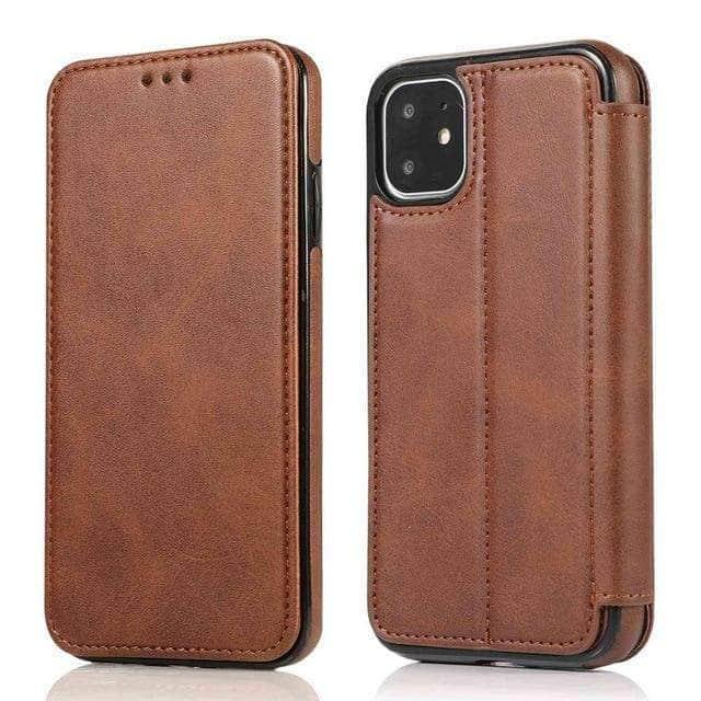 Premium Magnetic Flip Leather Wallet Case for iPhone with Card Slots - Stylish & Functional Phone Cover for Everyday Use & Travel
