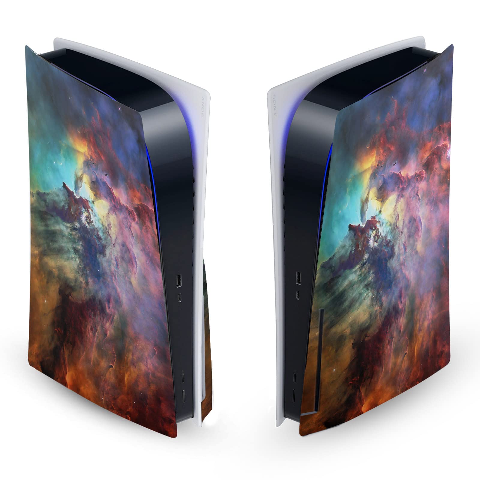 Officially Licensed Cosmo18 Lagoon Nebula Vinyl Skin Cover for Sony PS5 Disc Edition - Durable Matte Finish Gaming Case with Art Mix Design - Perfect for Gaming Enthusiasts & Home Entertainment Setups